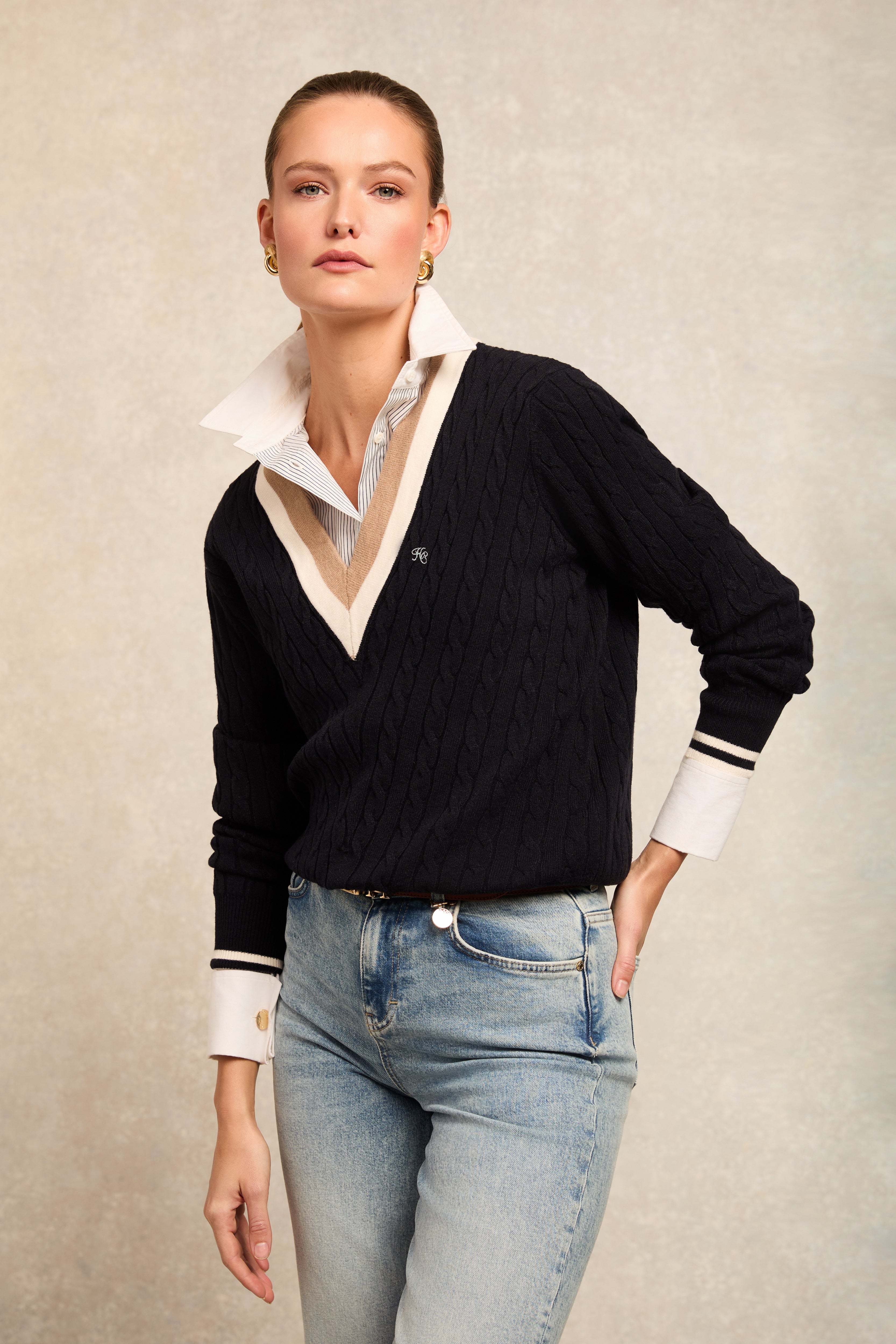 Melissa V Neck Knit - ink navy - XL