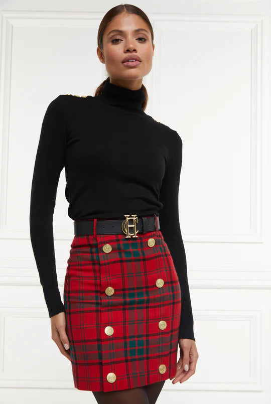 Holland Cooper Red Tartan Knightsbridge Skirt Tartan-OUTLET #Colour_Red Tartan