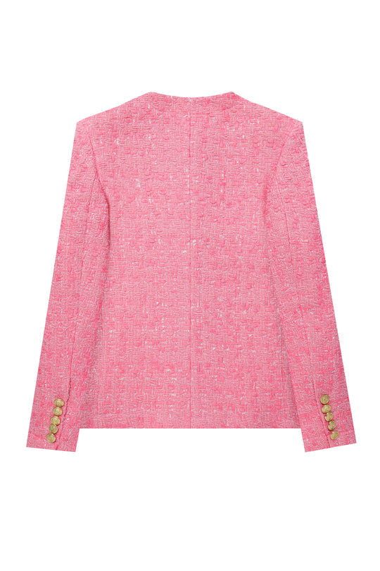 Holland Cooper Pink Pop Boucle Chelsea Jacket Boucle #Colour_Pink Pop Boucle