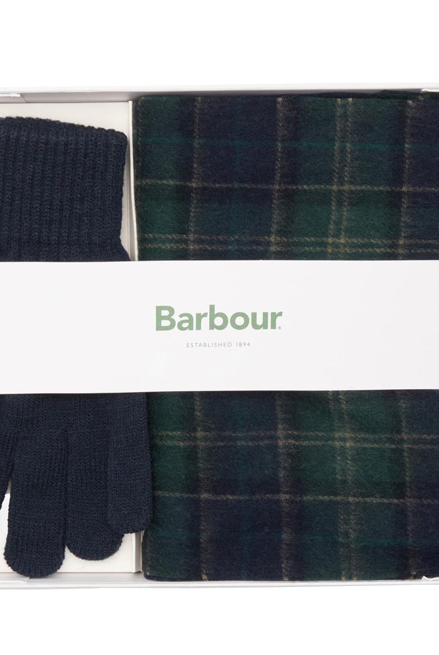 Barbour Tartan Scarf & Glove Gift Set #Colour_Green Loch