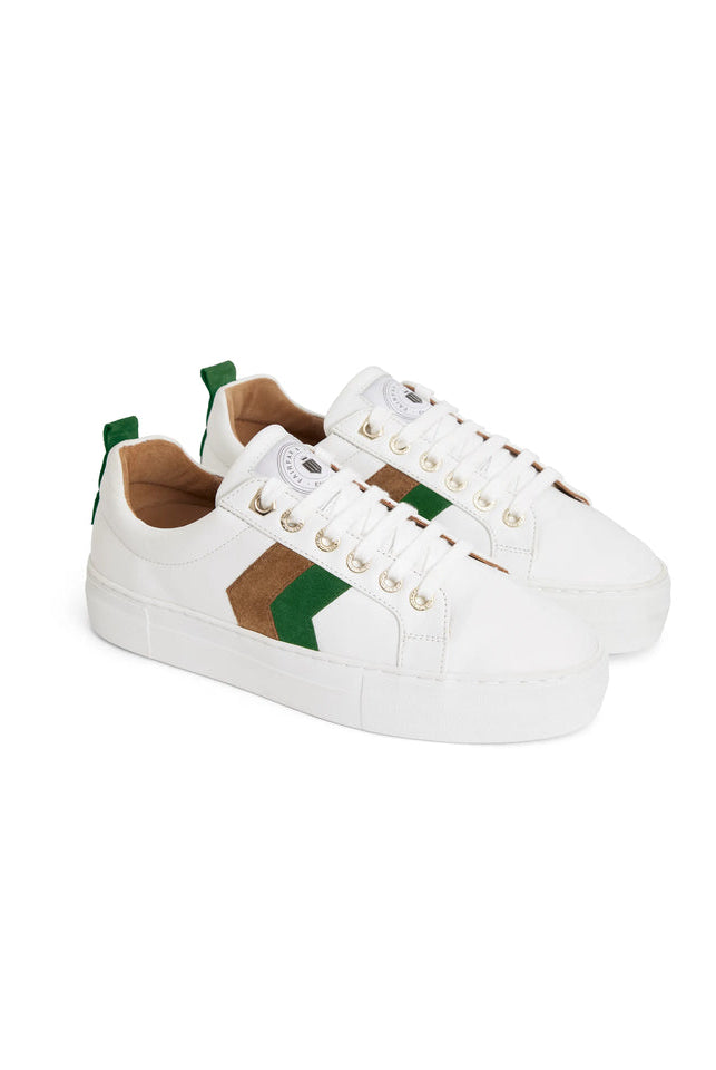 Fairfax & Favor Clover Green/Tan Platform Alexandra Trainer #Colour_Clover Green/Tan
