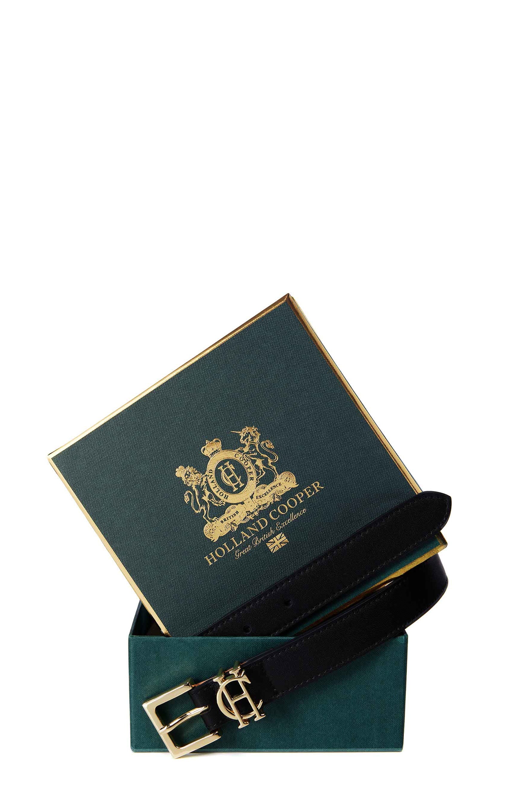 Abbot Leather Belt - black gold - S