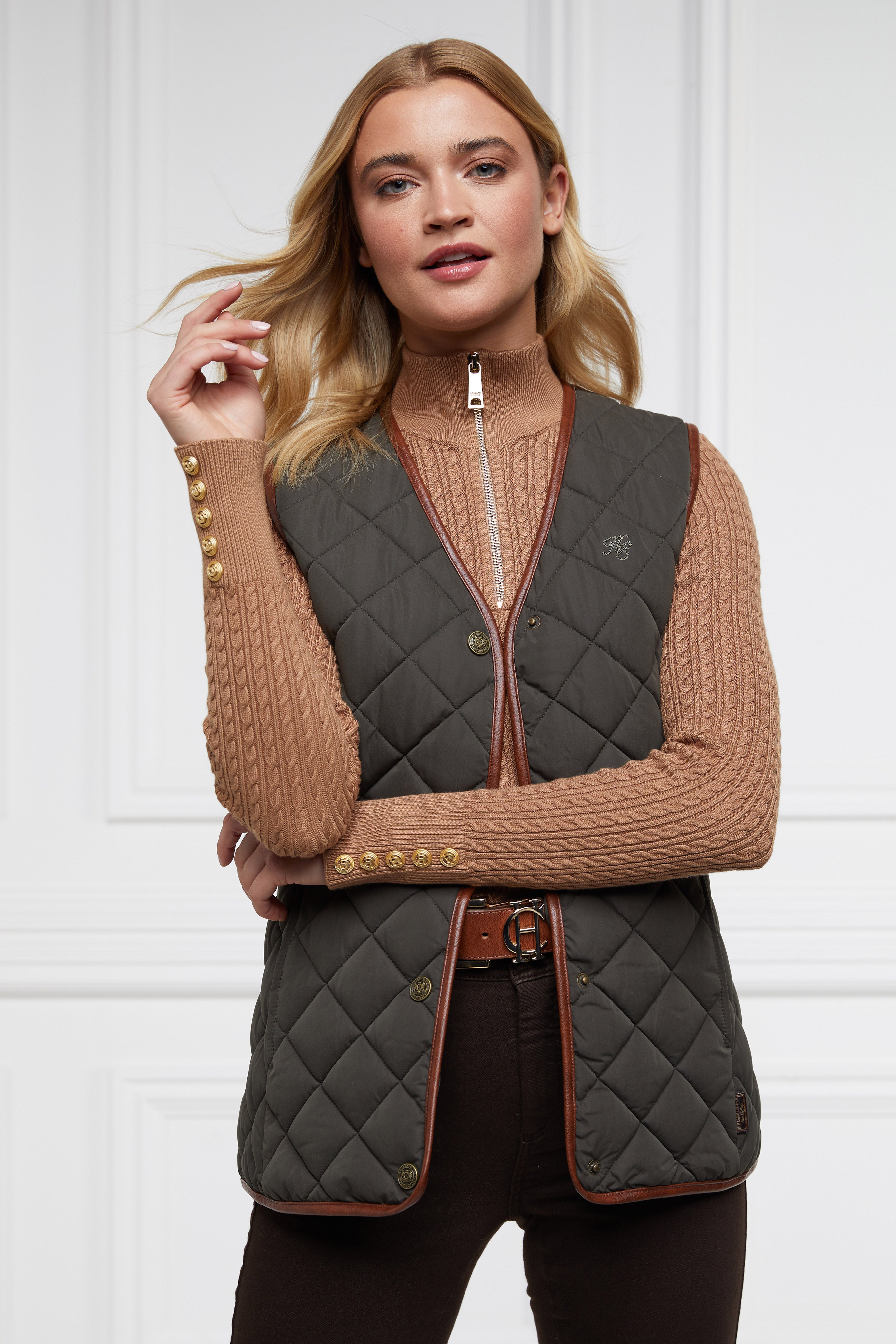 Holland Cooper Dark Olive Adlestrop Gilet #Colour_Dark Olive