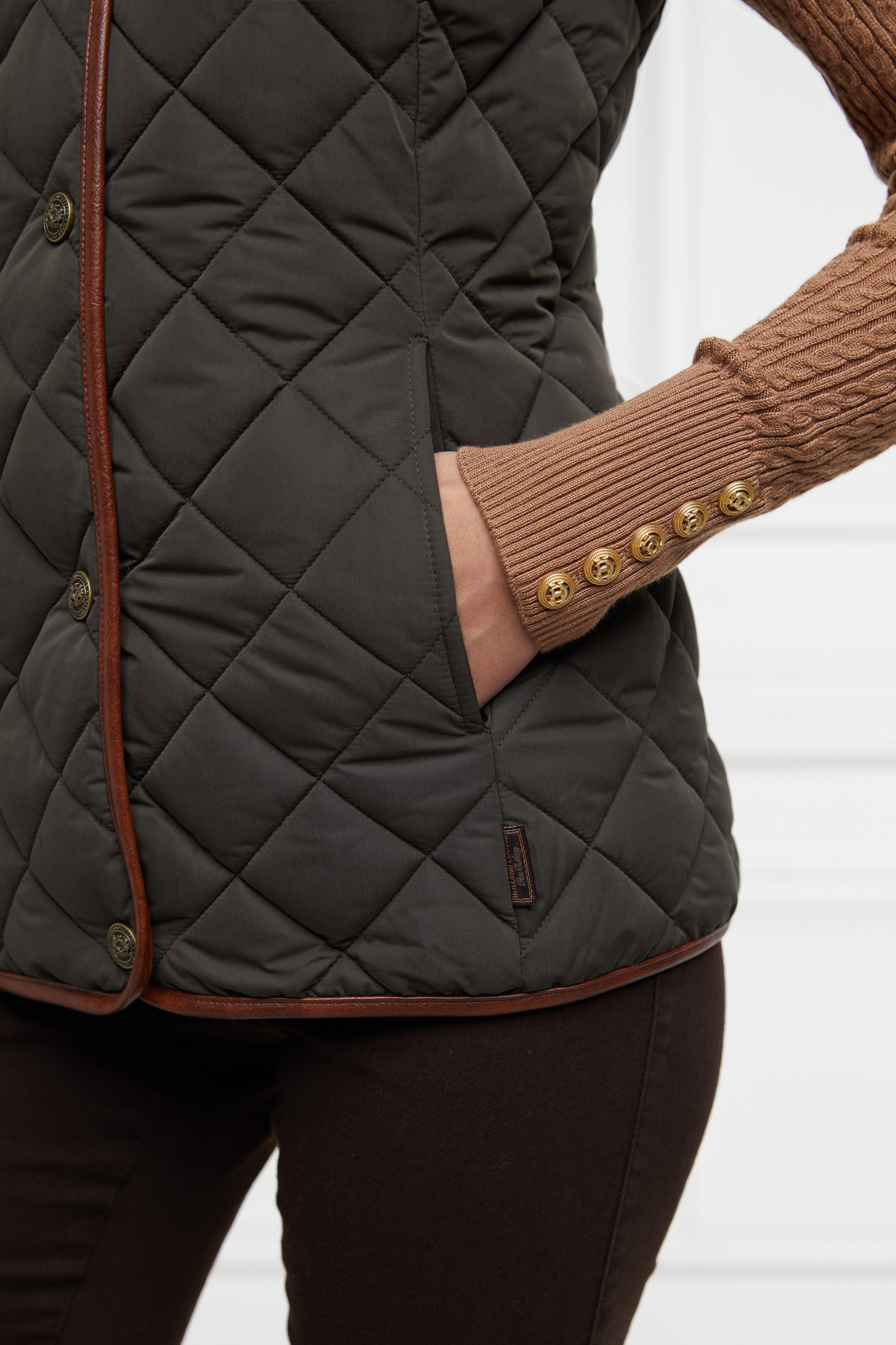 Holland Cooper Dark Olive Adlestrop Gilet #Colour_Dark Olive