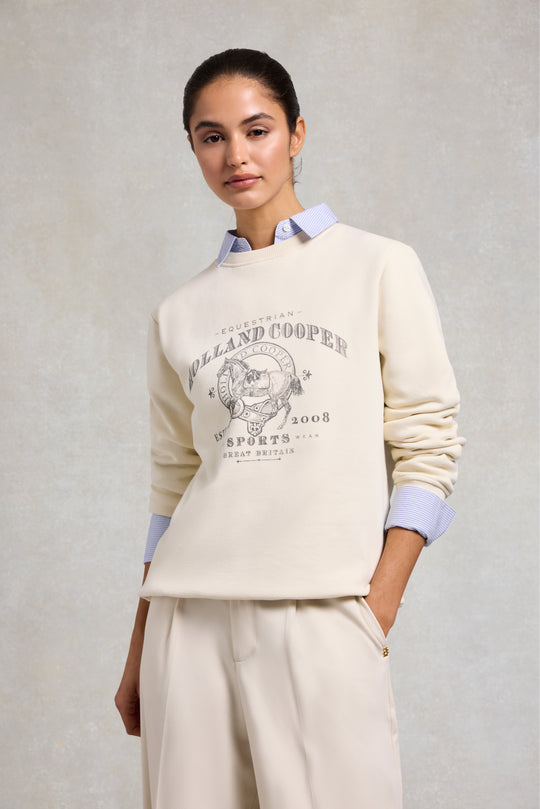 Holland Cooper Ecru Appaloosa Crew Neck Sweat #Colour_Ecru