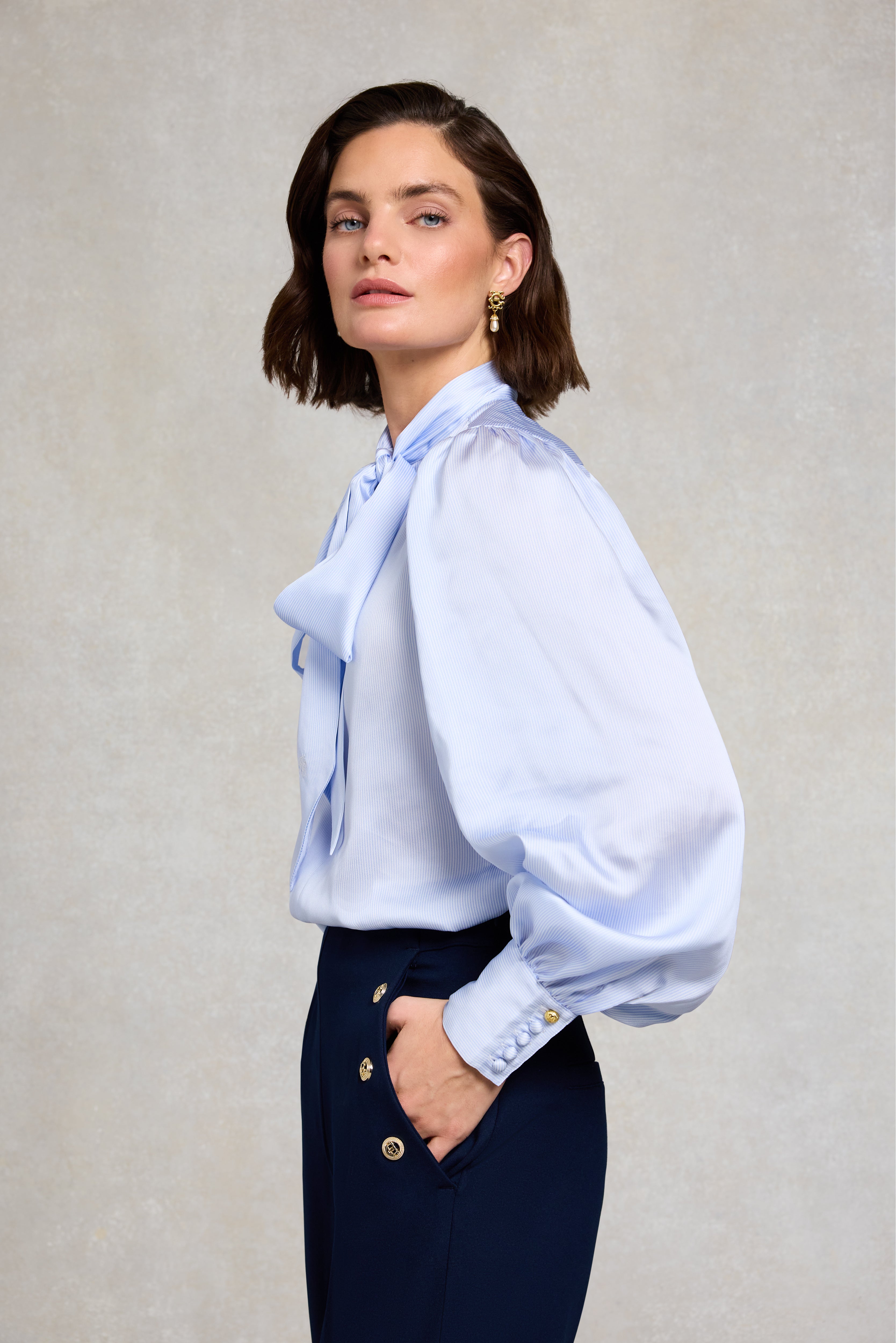 Holland Cooper Sky Stripe Ariella Blouse #Colour_Sky Stripe