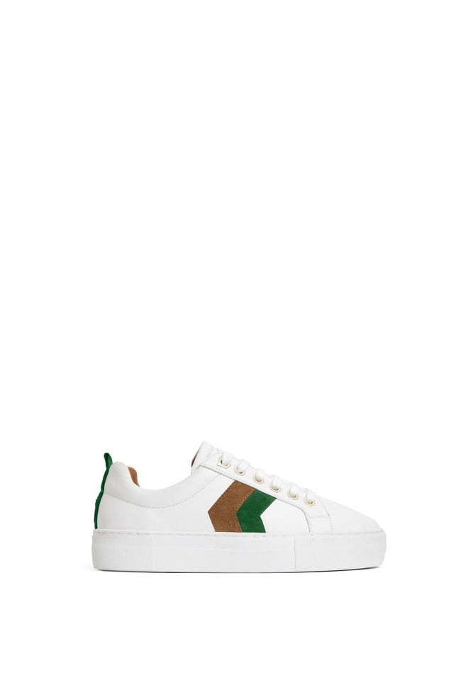Fairfax & Favor Clover Green/Tan Platform Alexandra Trainer #Colour_Clover Green/Tan