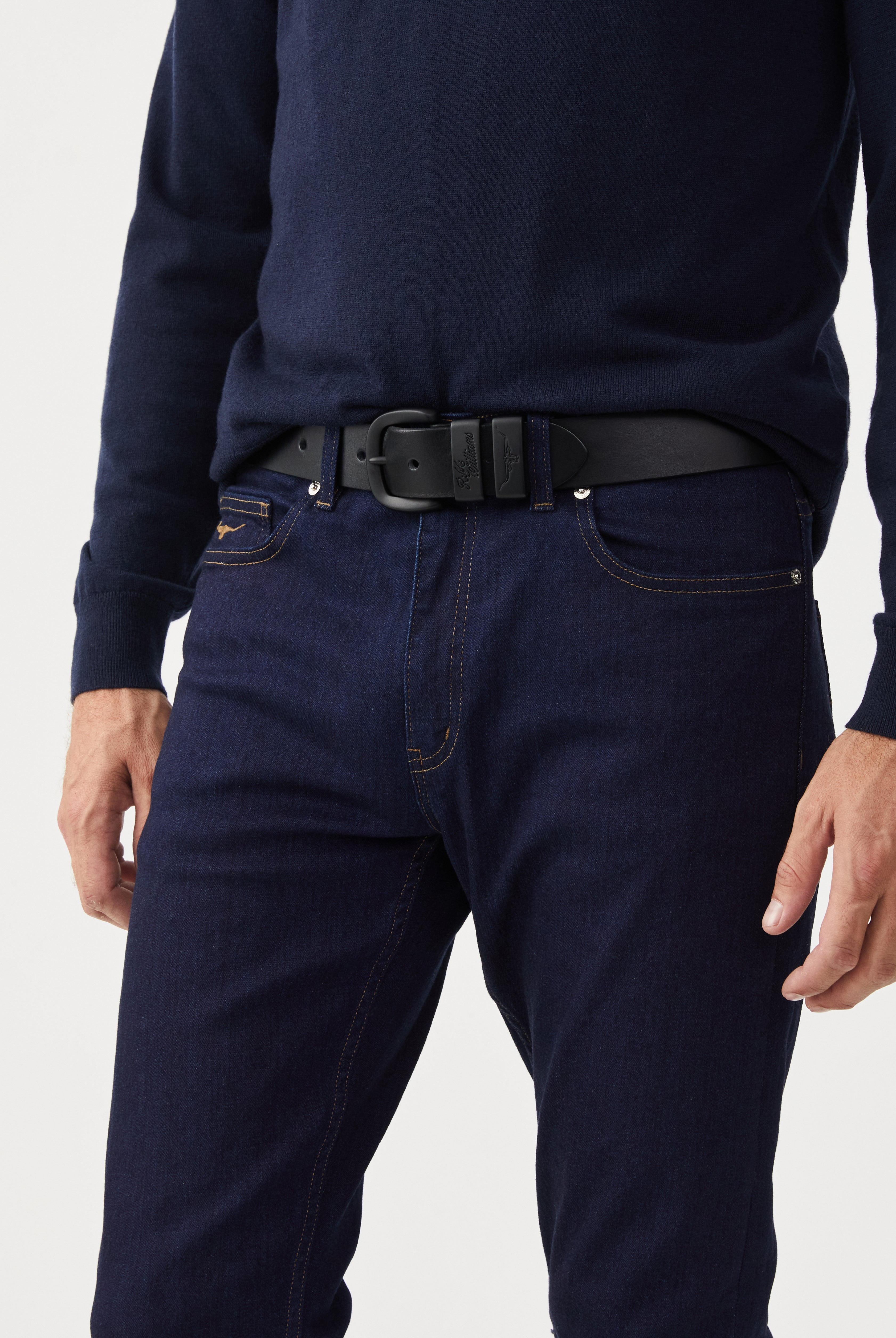 R.M. Williams Drover Belt #Colour_Black/Black