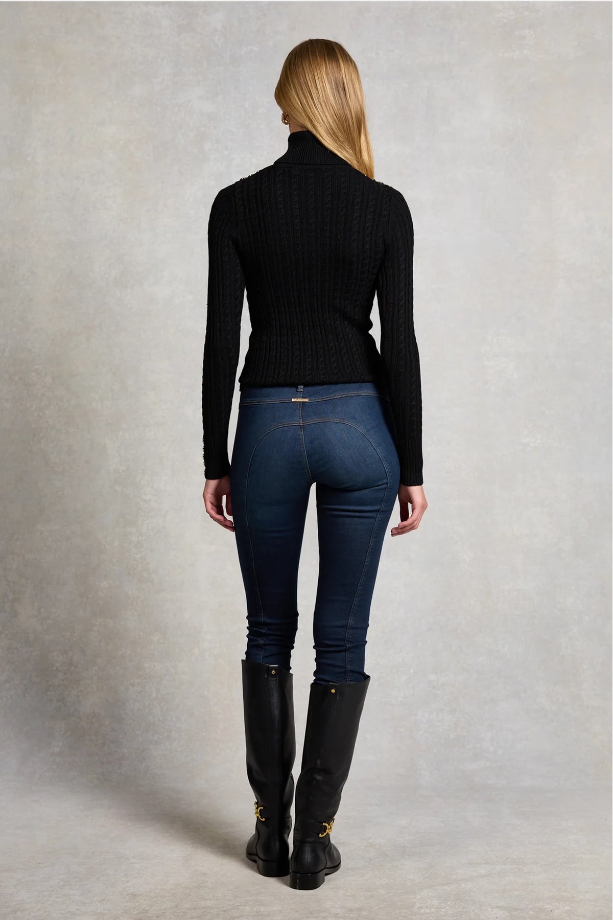 Holland Cooper Seattle Roll Neck Cable Knit #Colour_Black