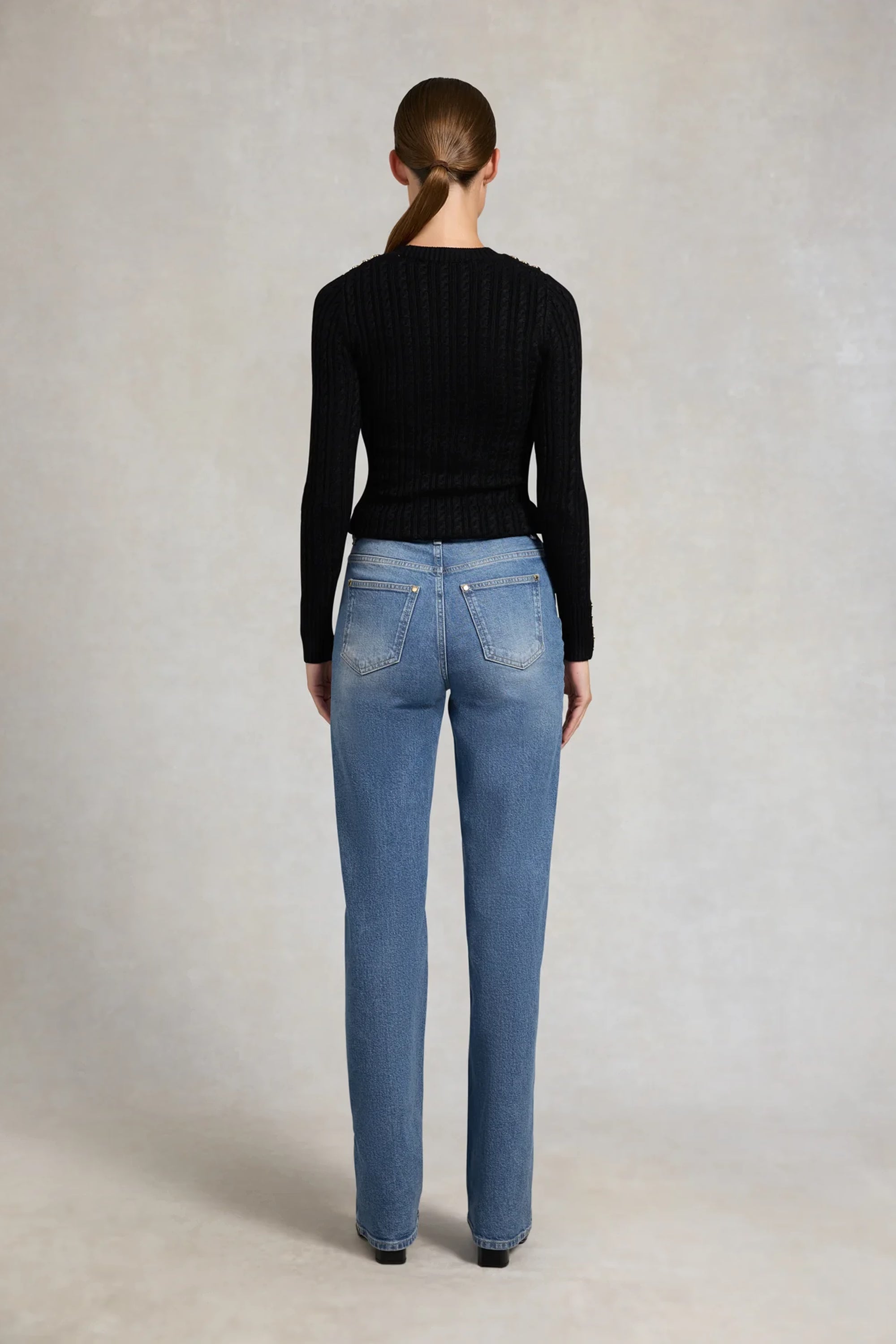 Holland Cooper Seattle Cable Crew Knit #Colour_Black