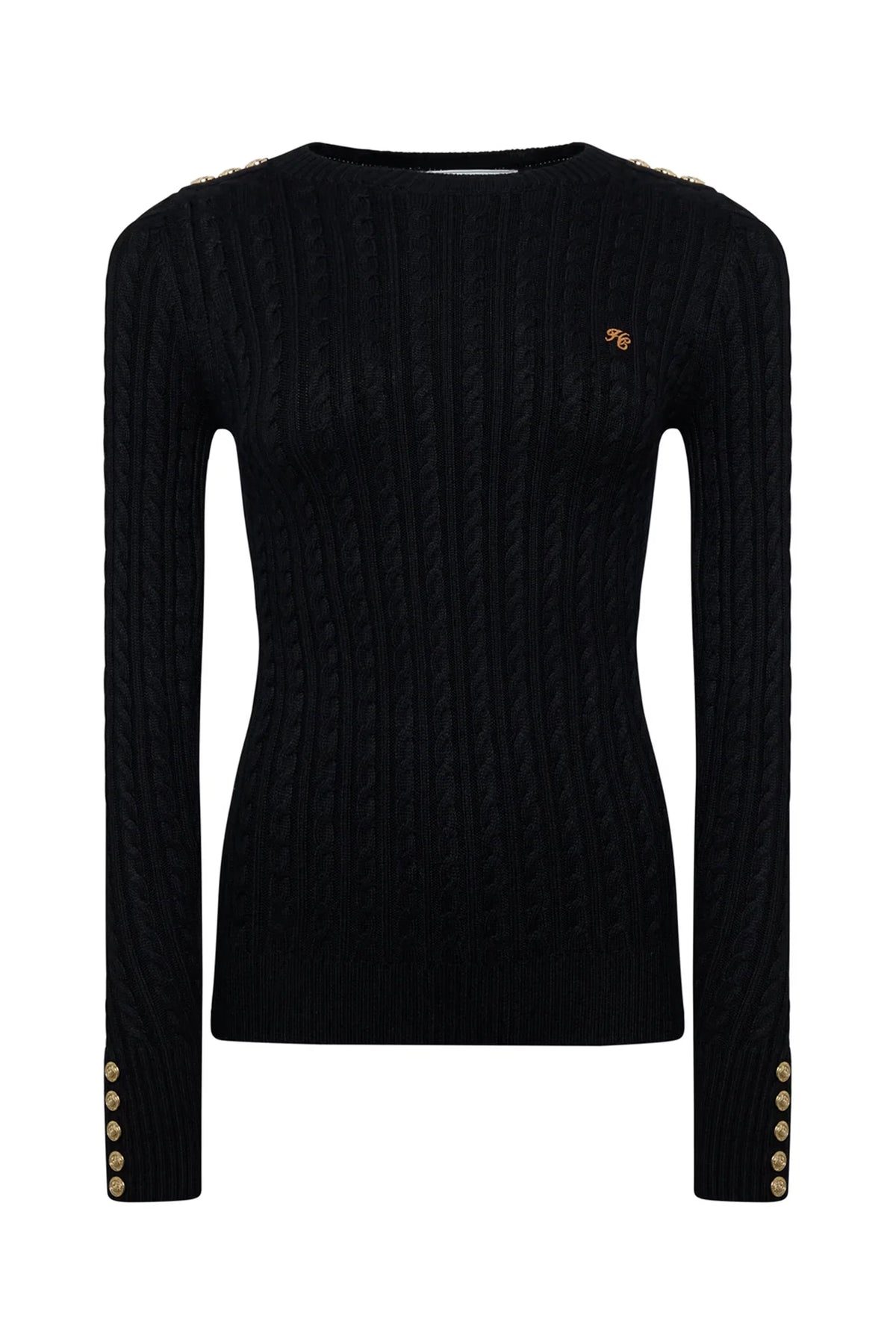 Holland Cooper Seattle Cable Crew Knit #Colour_Black