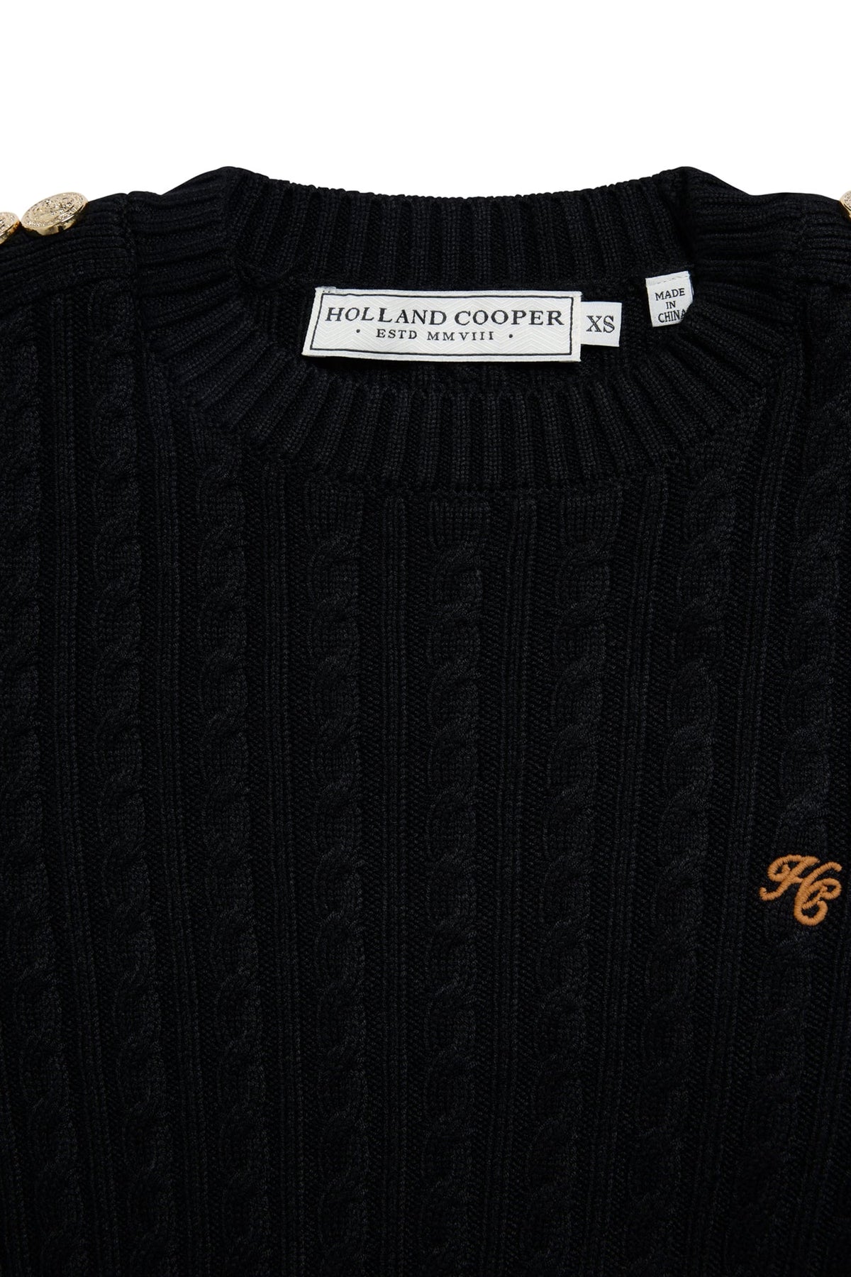 Holland Cooper Seattle Cable Crew Knit #Colour_Dark Camel