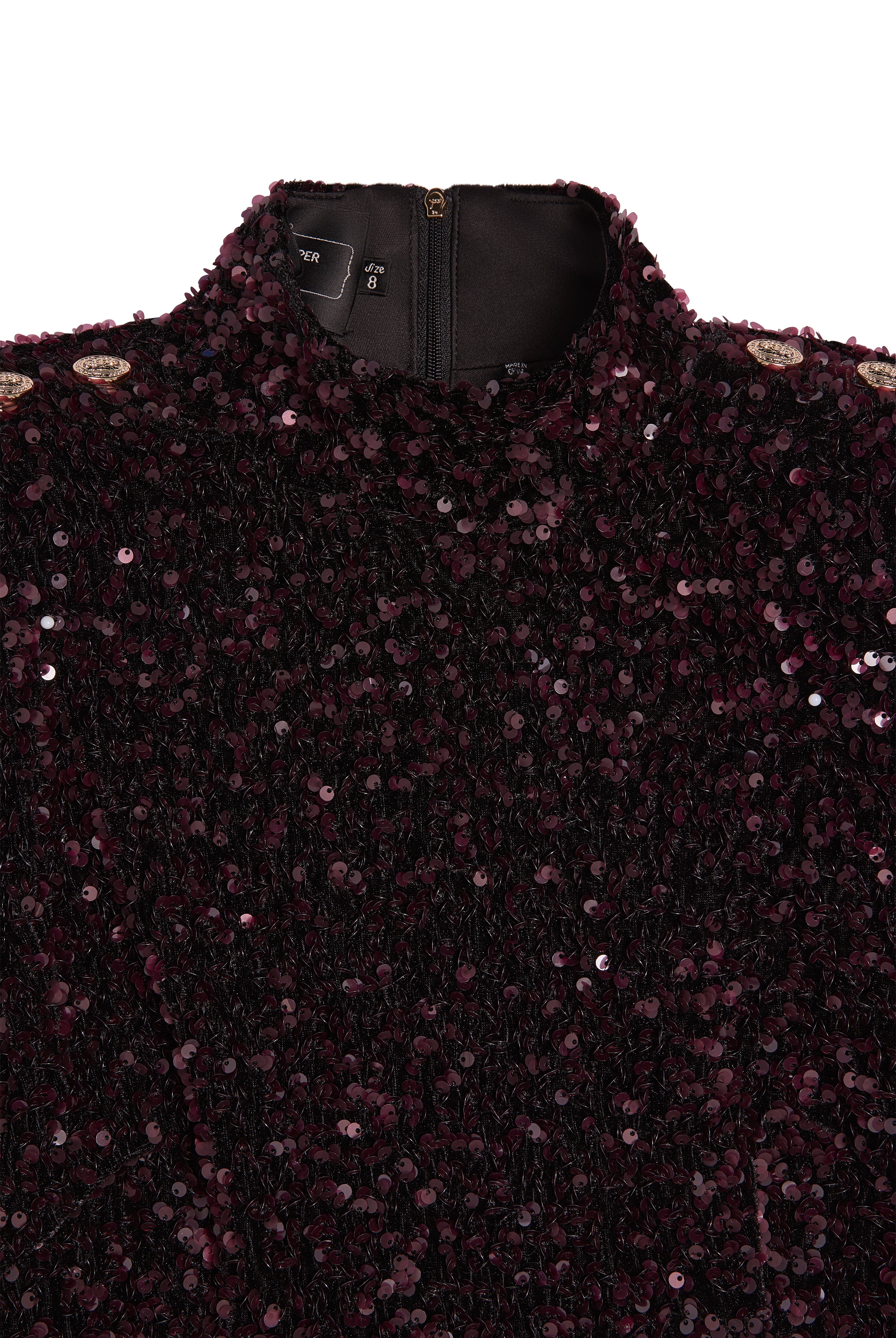 Holland Cooper Cara Sequin Mini Dress #Colour_Burgundy