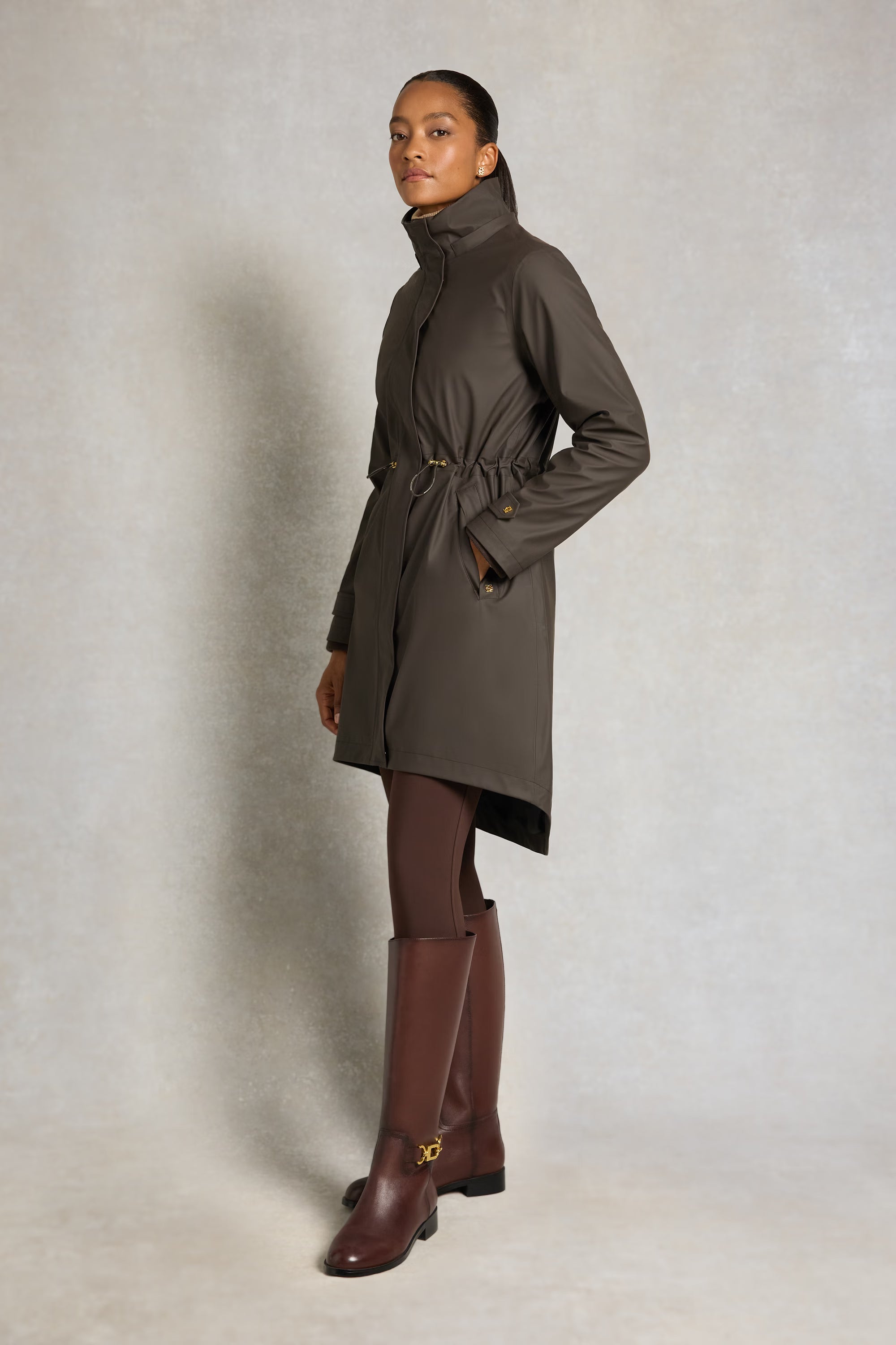 Holland Cooper Chartwell Waterproof Parka #Colour_Chocolate