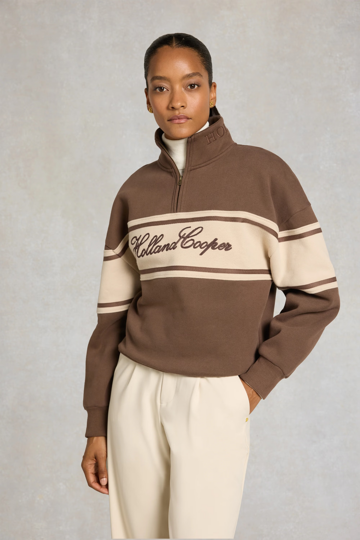 Relaxed Signature Quarter Zip Sweat