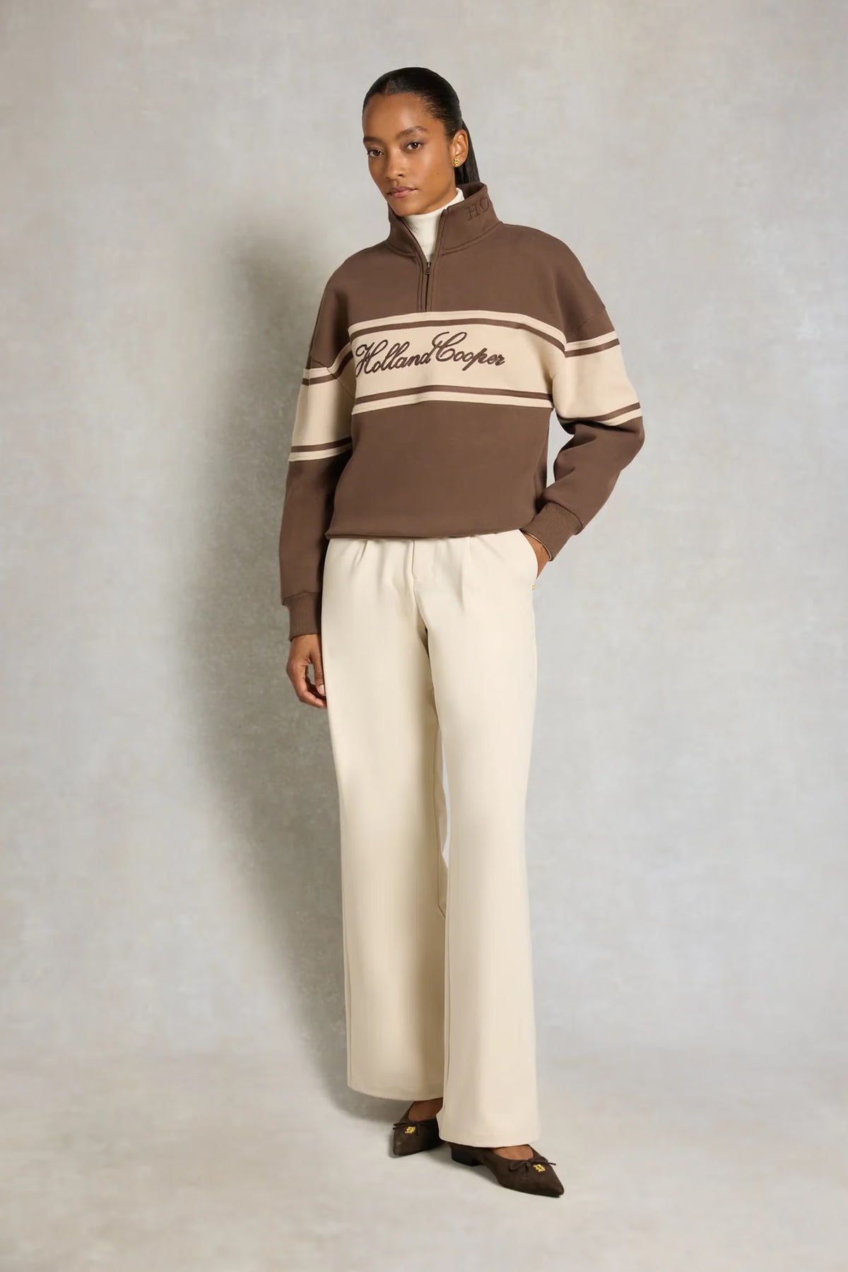 Relaxed Signature Quarter Zip Sweat
