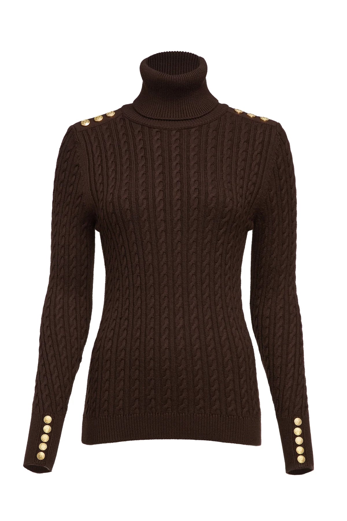 Holland Cooper Seattle Roll Neck Cable Knit #Colour_Chocolate