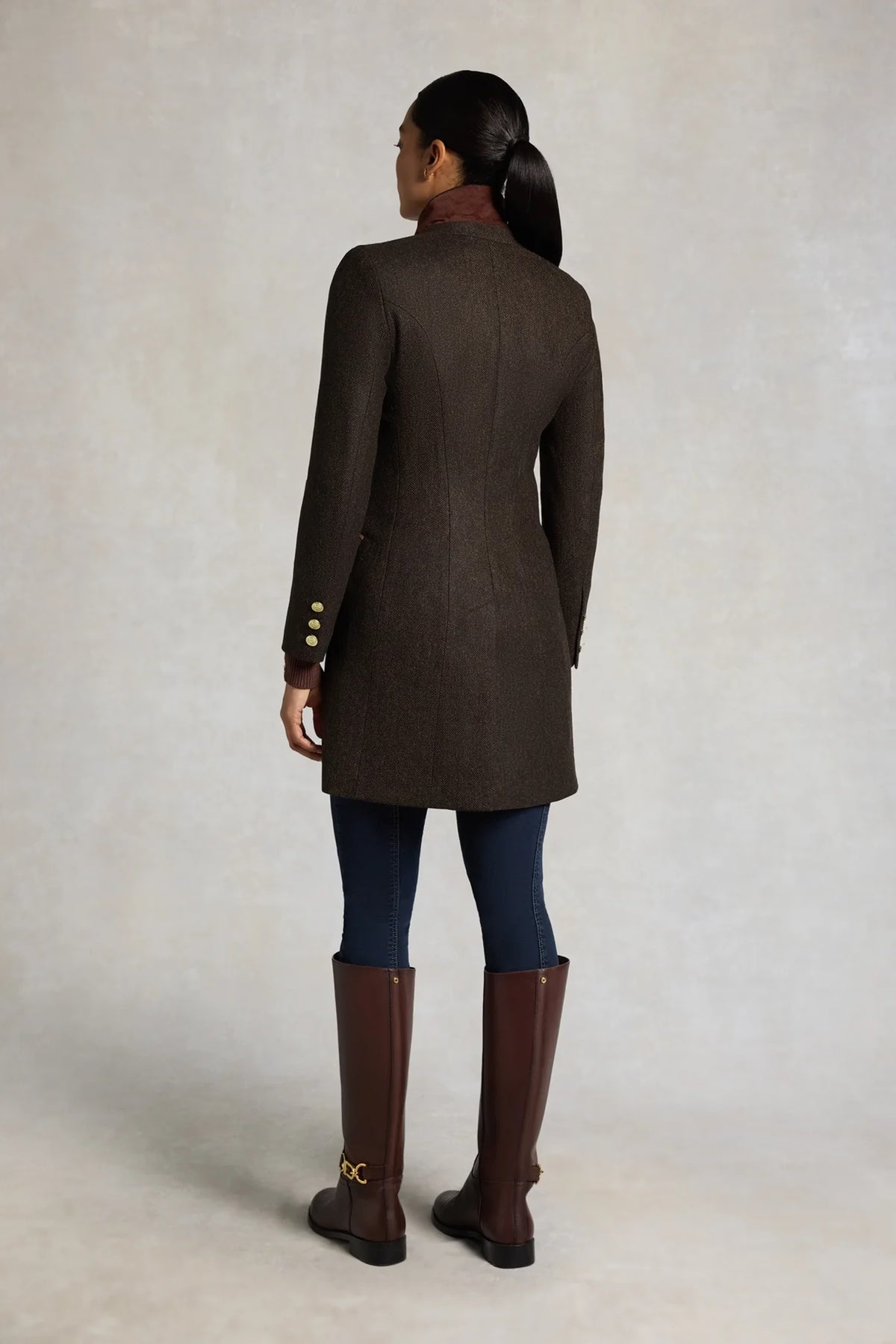 Holland Cooper Highgrove Coat #Colour_Chocolate Herringbone