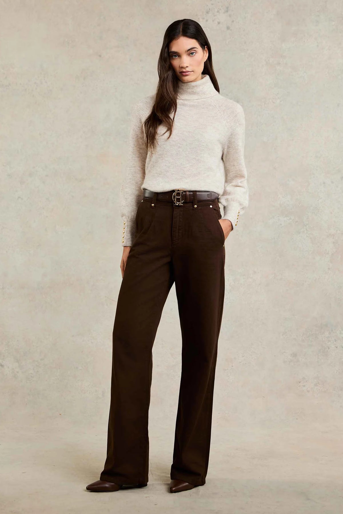 Holland Cooper Tailored Wide Leg Jean #Colour_Chocolate