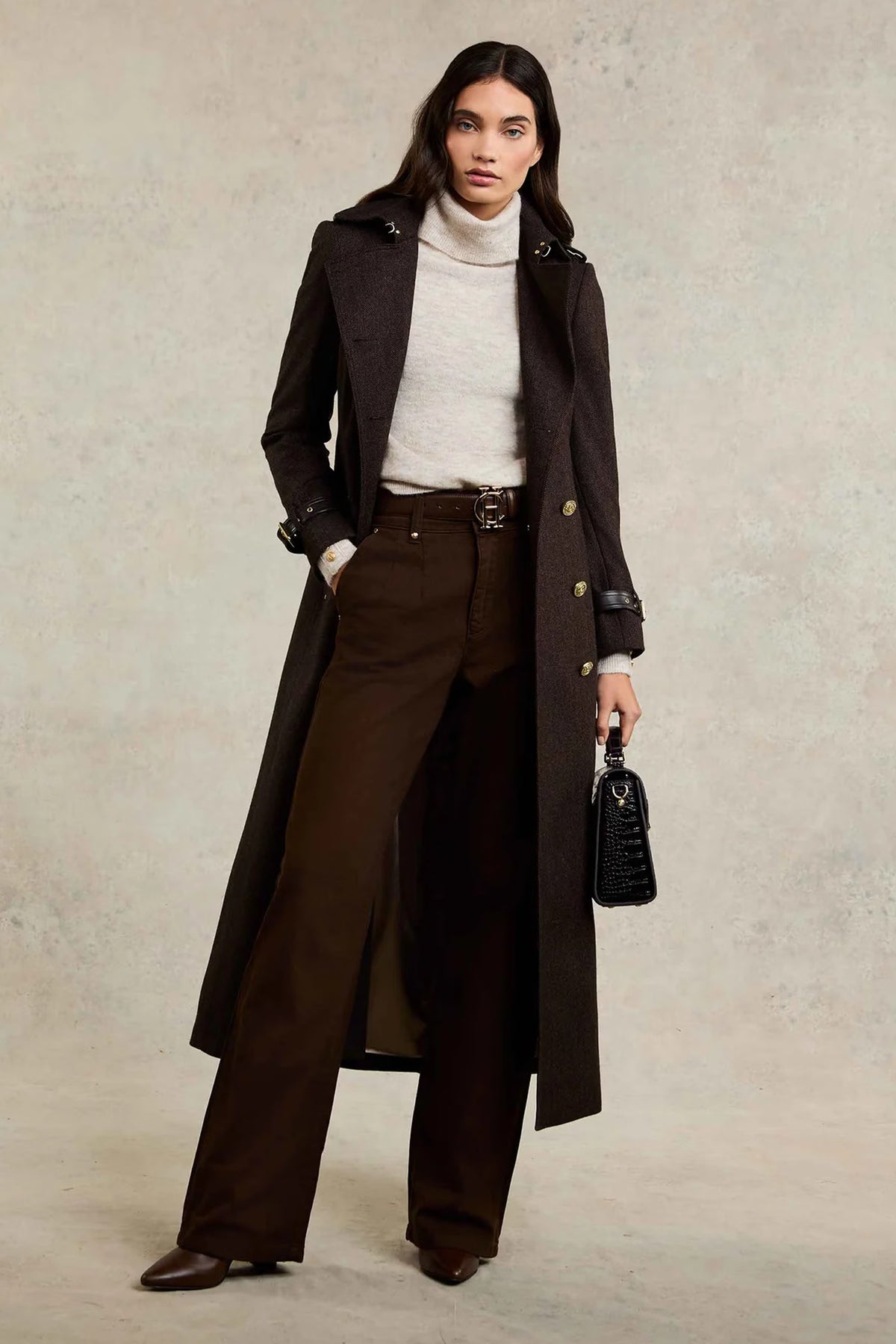 Holland Cooper Tailored Wide Leg Jean #Colour_Chocolate