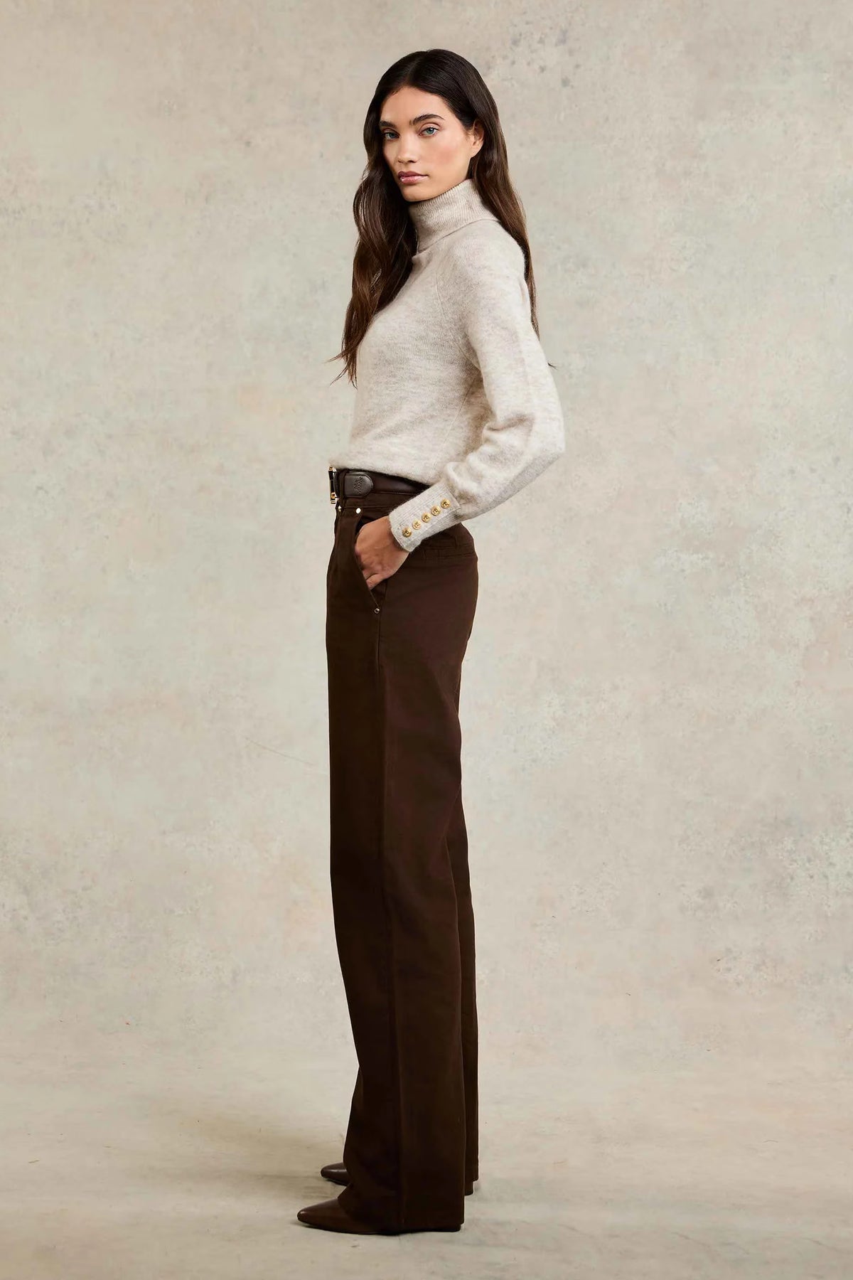 Holland Cooper Tailored Wide Leg Jean #Colour_Chocolate