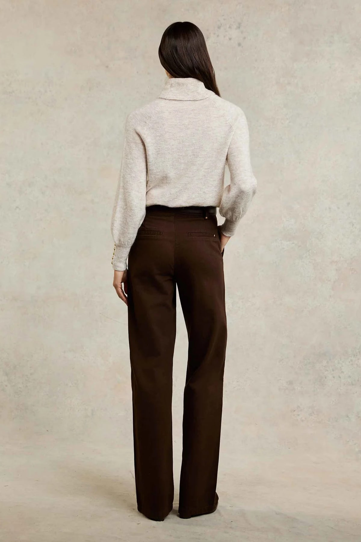 Holland Cooper Tailored Wide Leg Jean #Colour_Chocolate