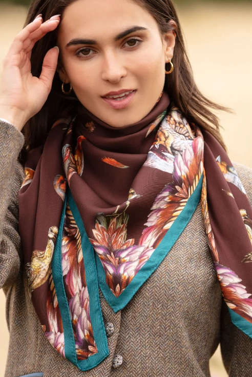 Clare Haggas Large Square Silk Scarf #Colour_Claret & Navy