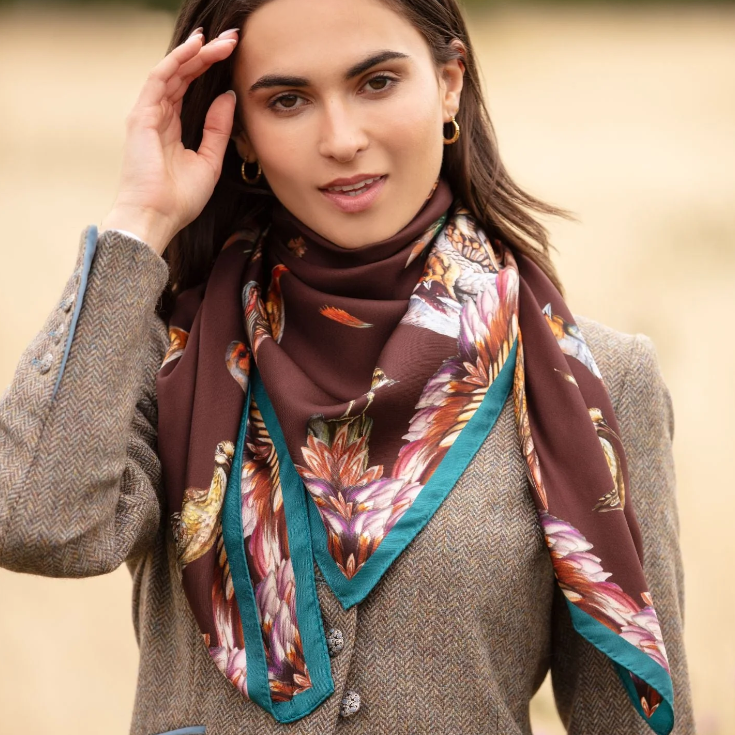 Clare Haggas Large Square Silk Scarf #Colour_Claret & Navy