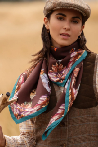 Clare Haggas Large Square Silk Scarf #Colour_Claret & Navy