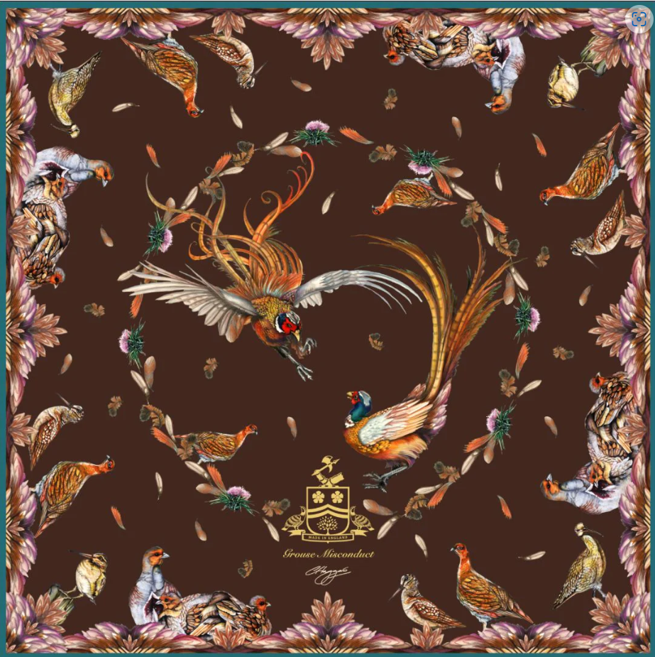 Clare Haggas Large Square Silk Scarf #Colour_Claret & Navy