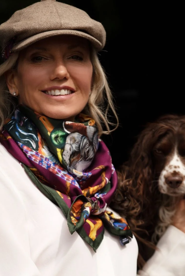 Clare Haggas Large Square Silk Scarf #Colour_Claret & Navy