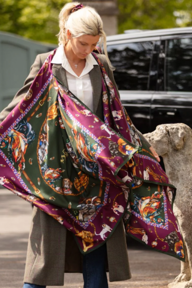 Clare Haggas Large Square Silk Scarf #Colour_Claret & Navy