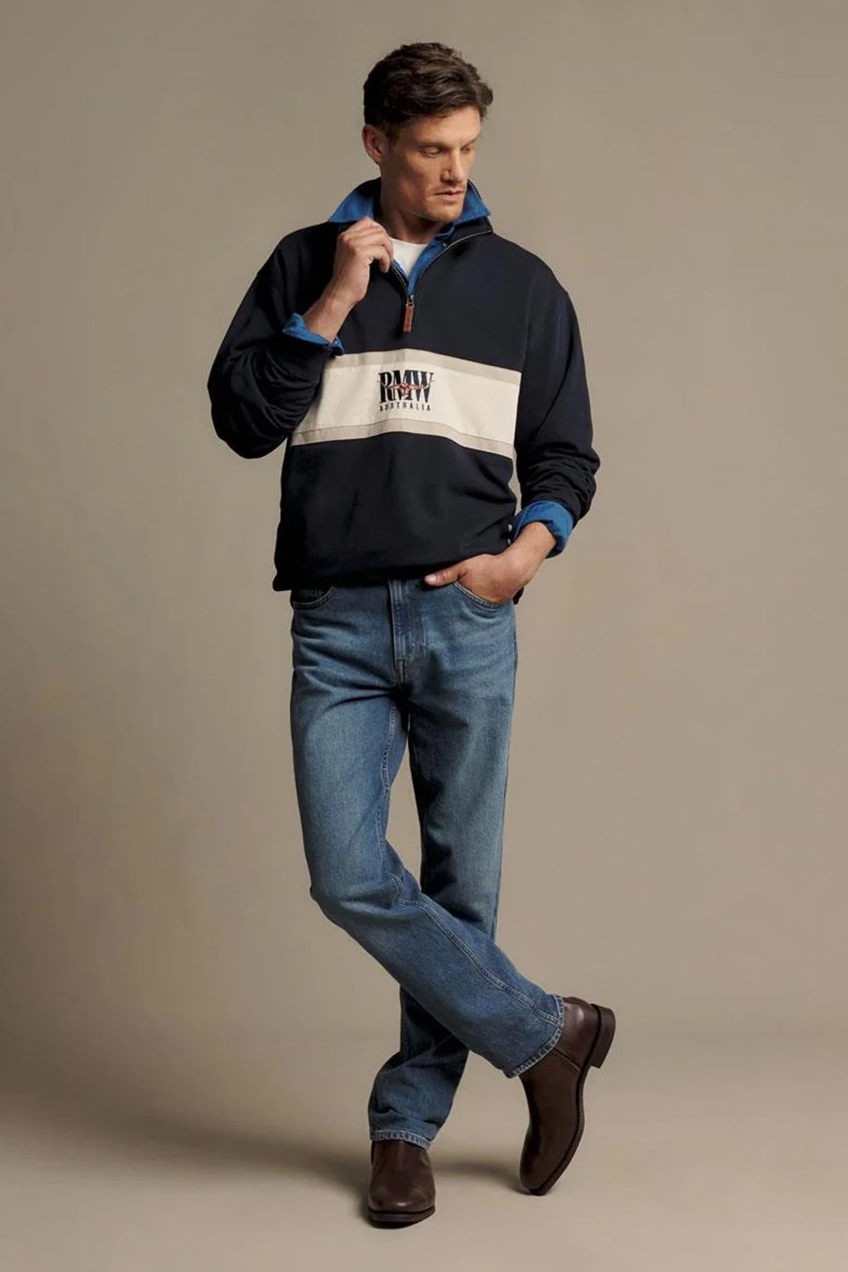 R.M. Williams Classic RMW Quarter Zip #Colour_Navy