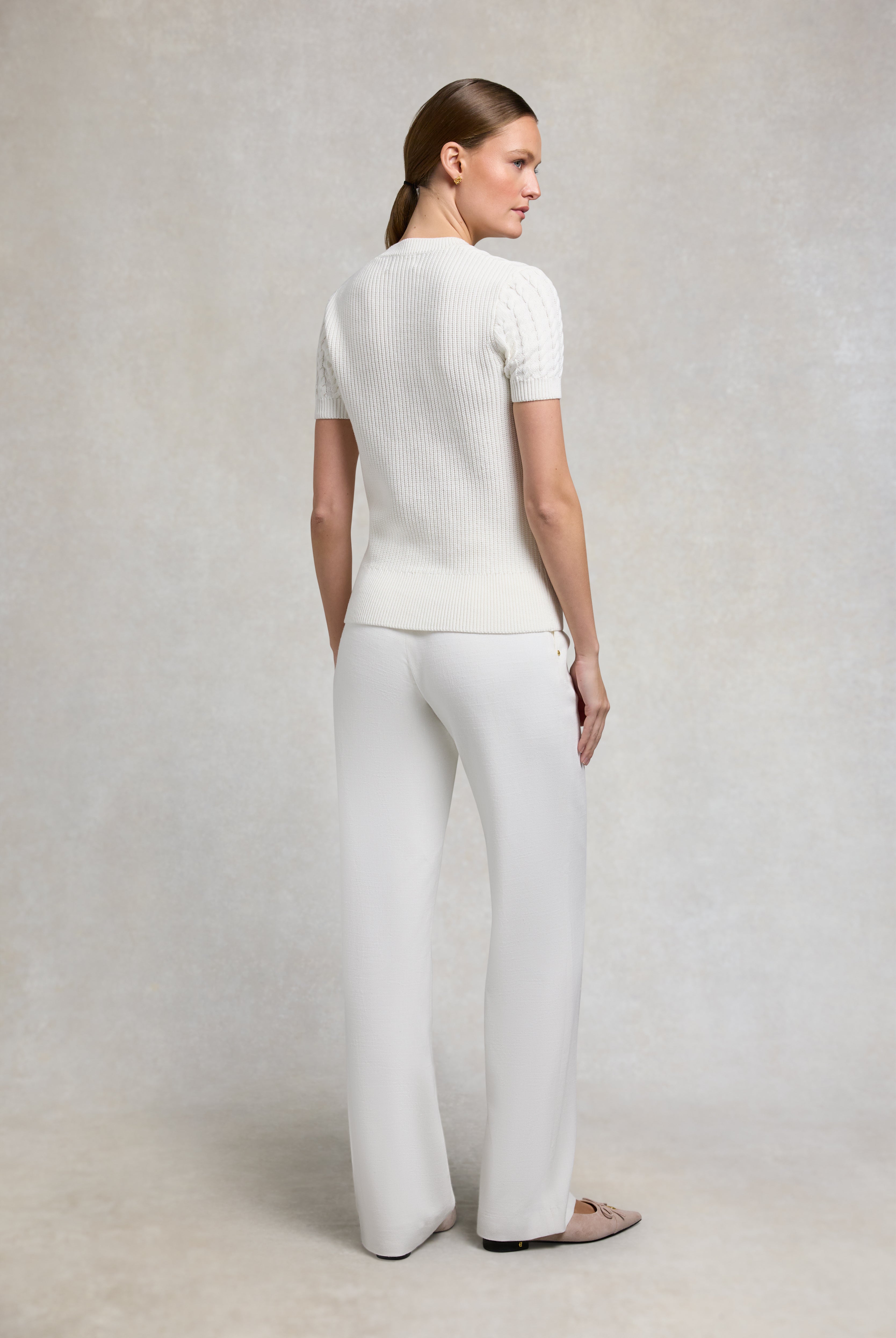 Holland Cooper Natural Cotswold Short Sleeve Cardigan #Colour_Natural