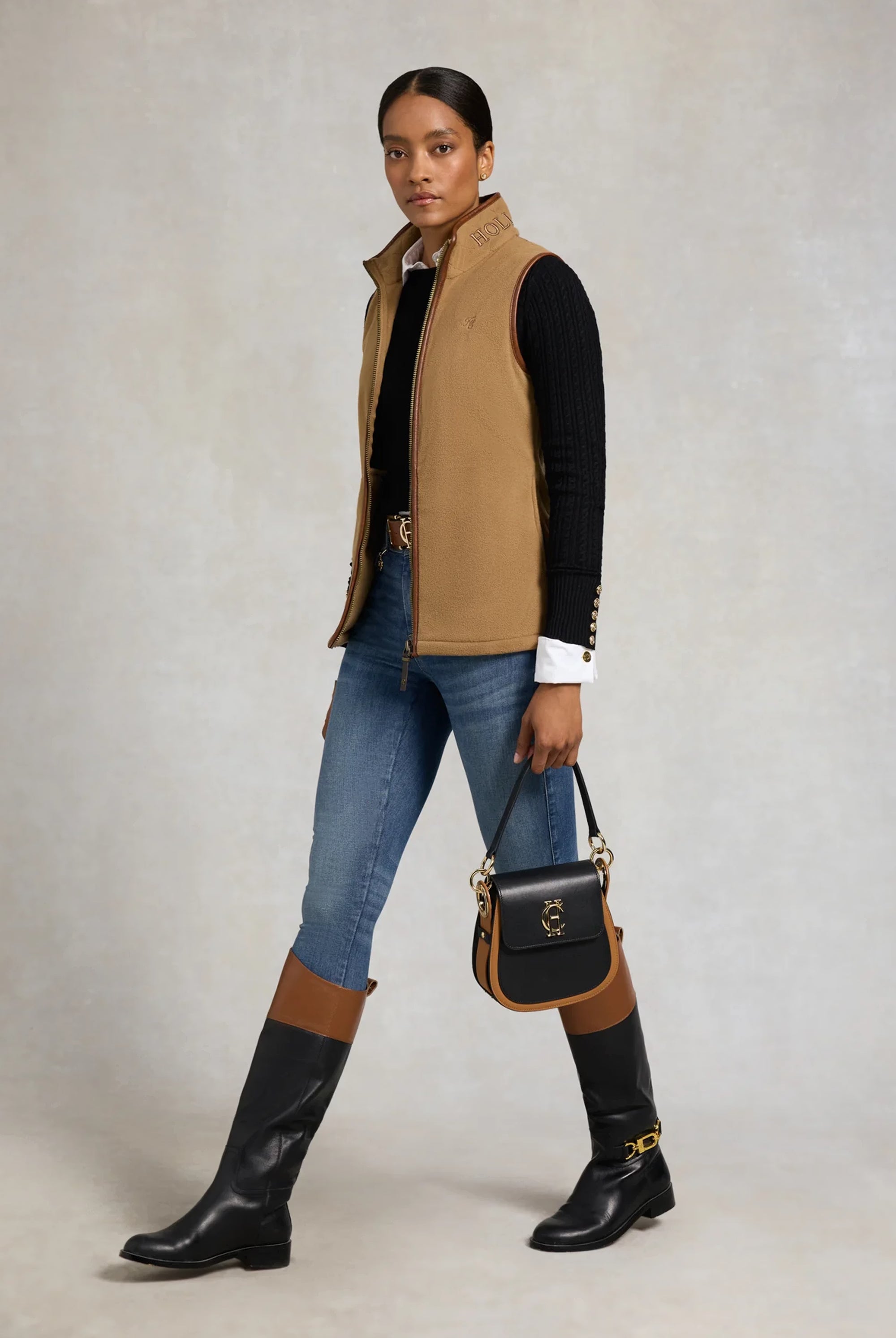 Holland Cooper Country Fleece Gilet #Colour_Coffee