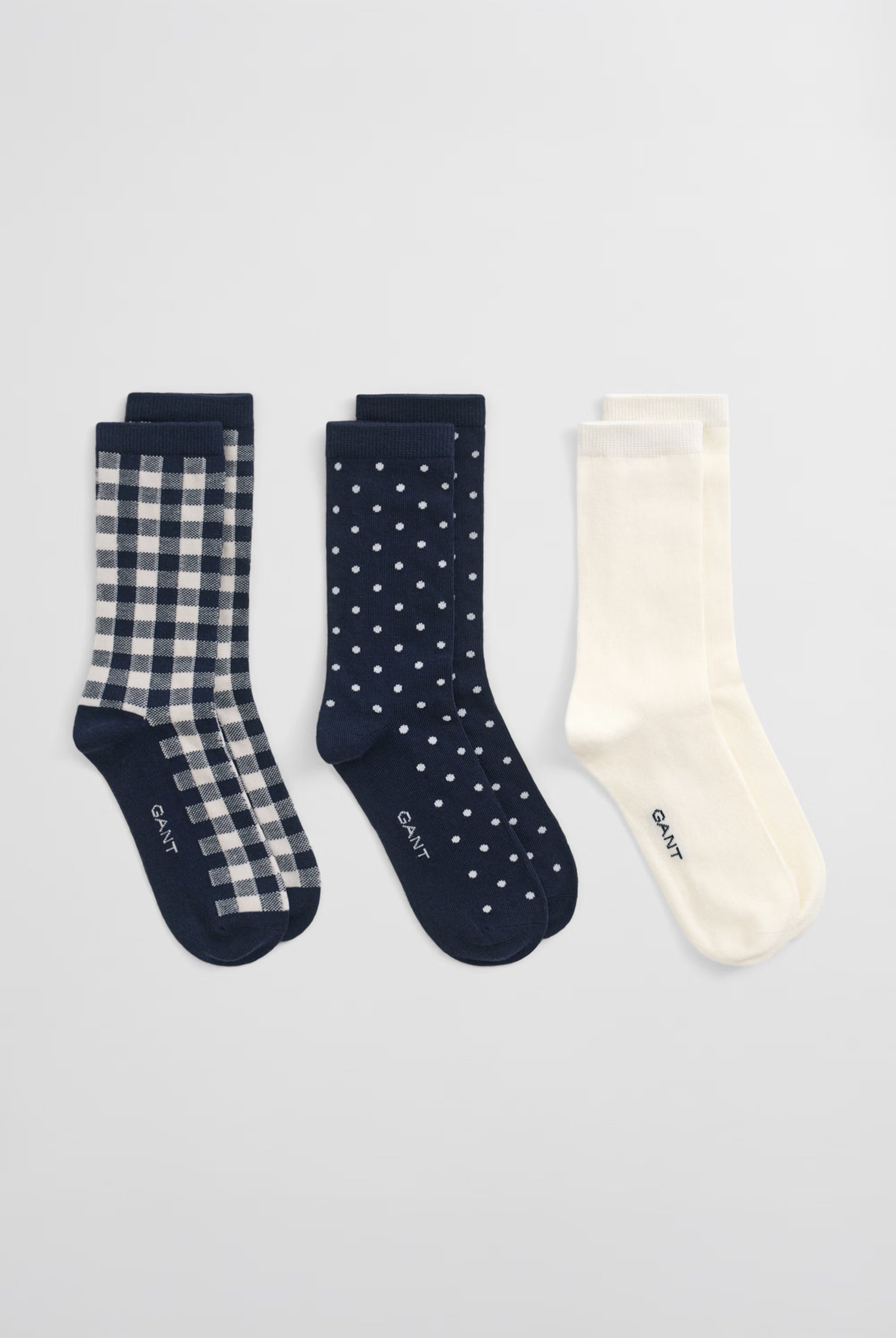 GANT Dot & Gingham Check Socks 3 Pack #Colour_Evening Blue