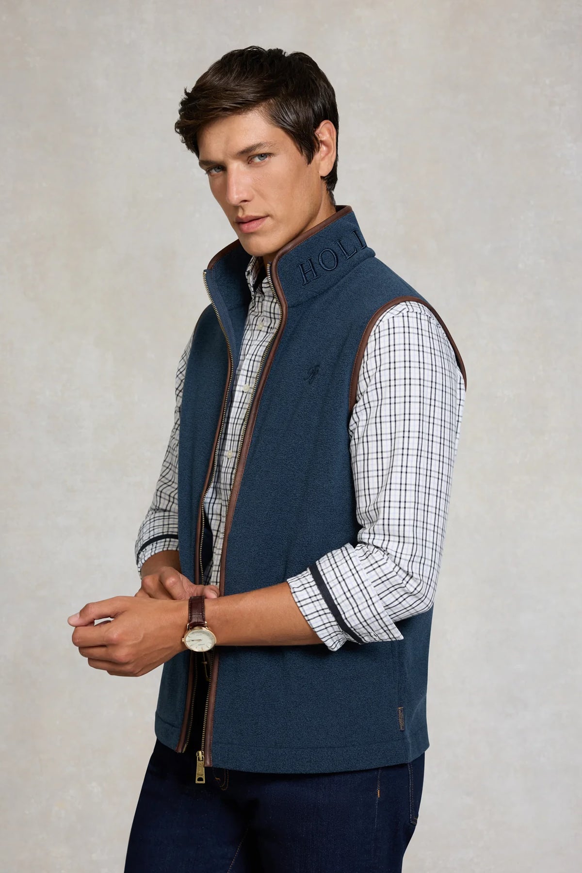 Holland Cooper Men's Country Fleece Gilet #Colour_Dusty Blue