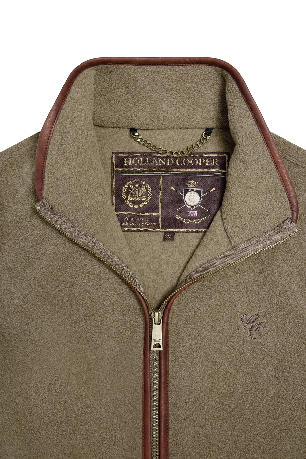 Holland Cooper Men's Country Fleece Gilet #Colour_Dusty Khaki