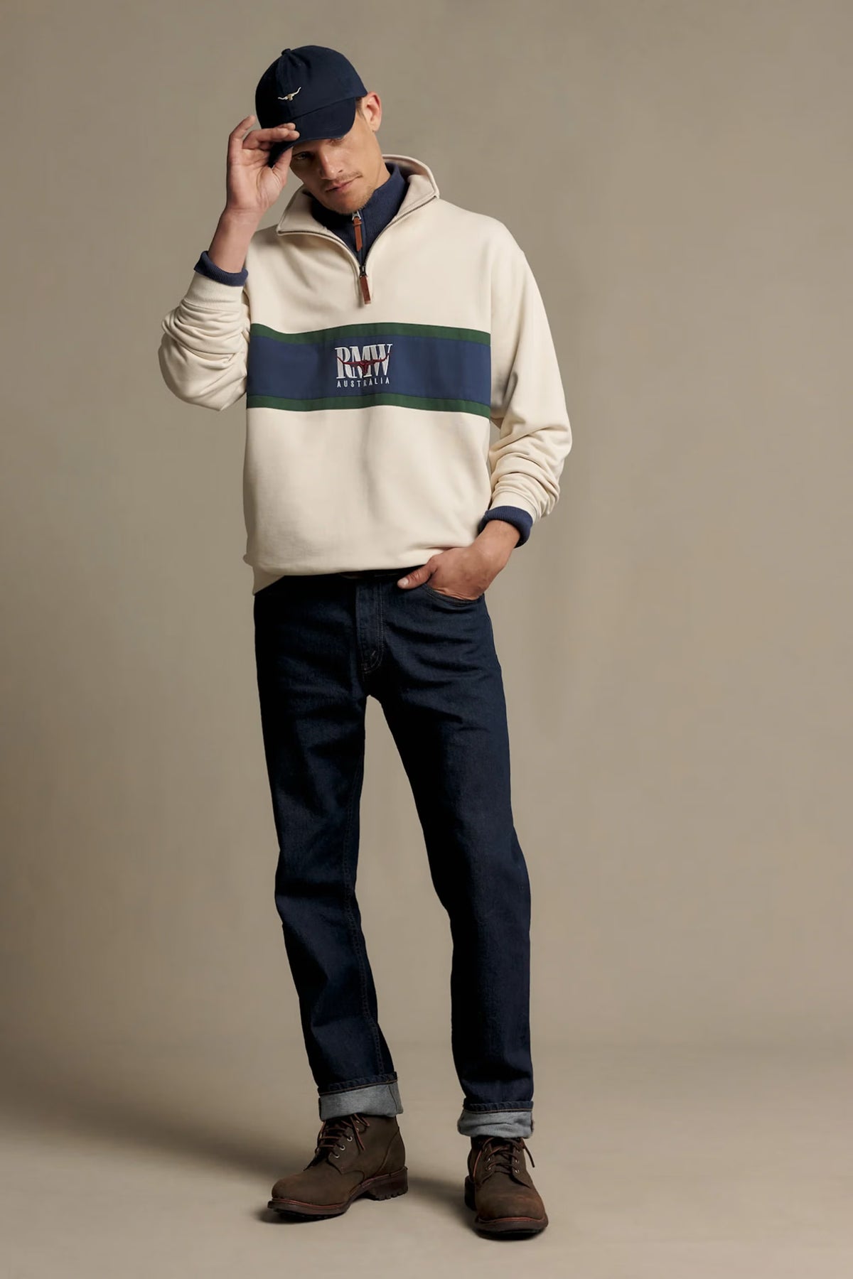R.M. Williams Classic RMW Quarter Zip #Colour_Ecru