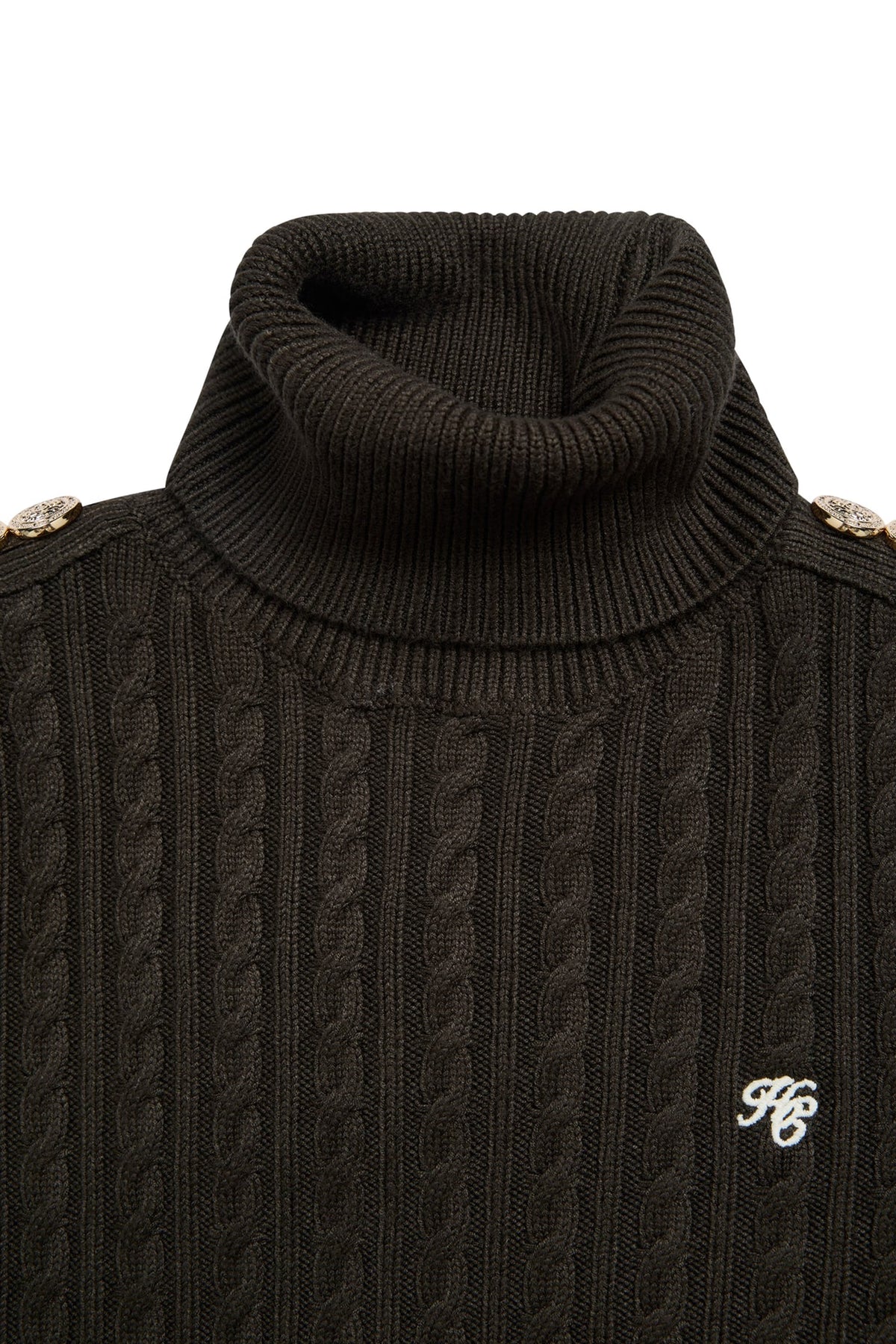 Holland Cooper Seattle Roll Neck Cable Knit #Colour_Fern Green