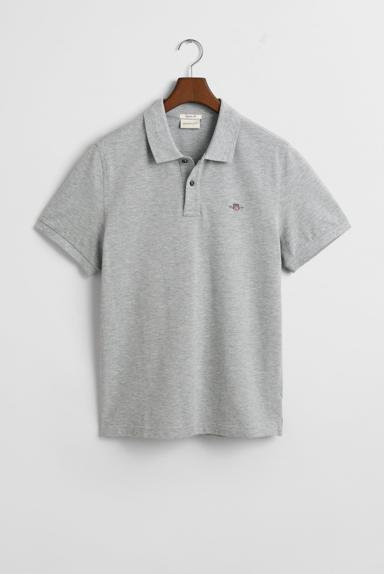 GANT Regular Fit Shield Short Sleeve Pique Polo #Colour_Grey Melange