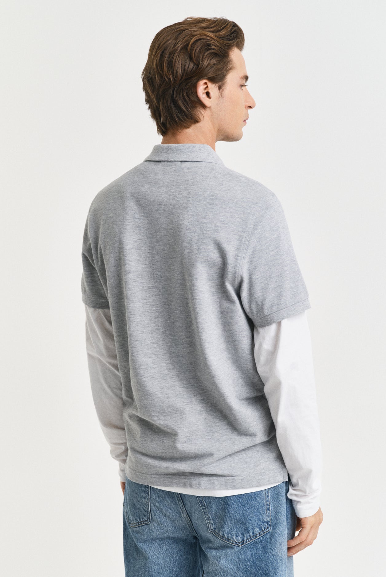 GANT Regular Fit Shield Short Sleeve Pique Polo #Colour_Grey Melange