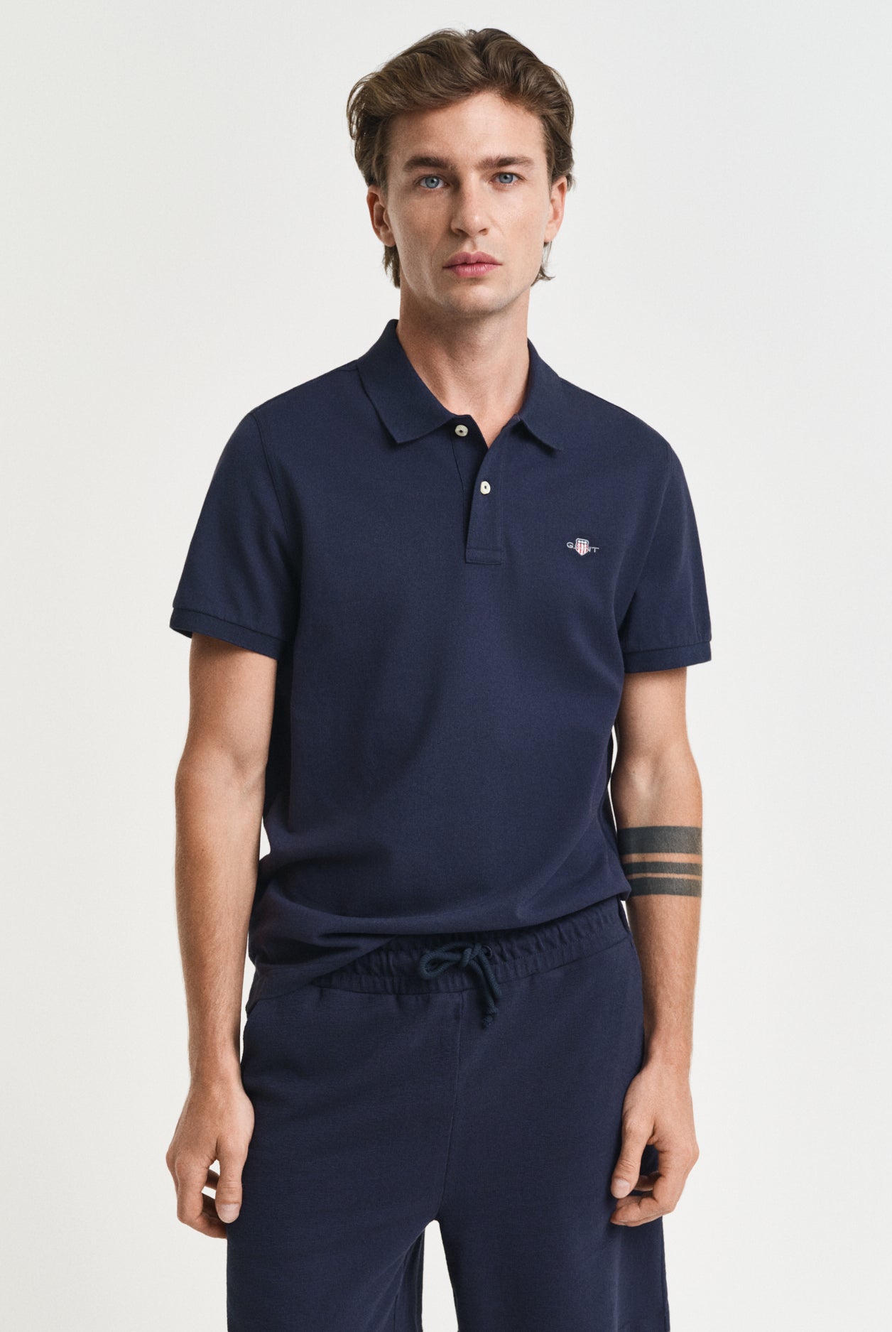 GANT Regular Fit Shield Short Sleeve Pique Polo #Colour_Evening Blue