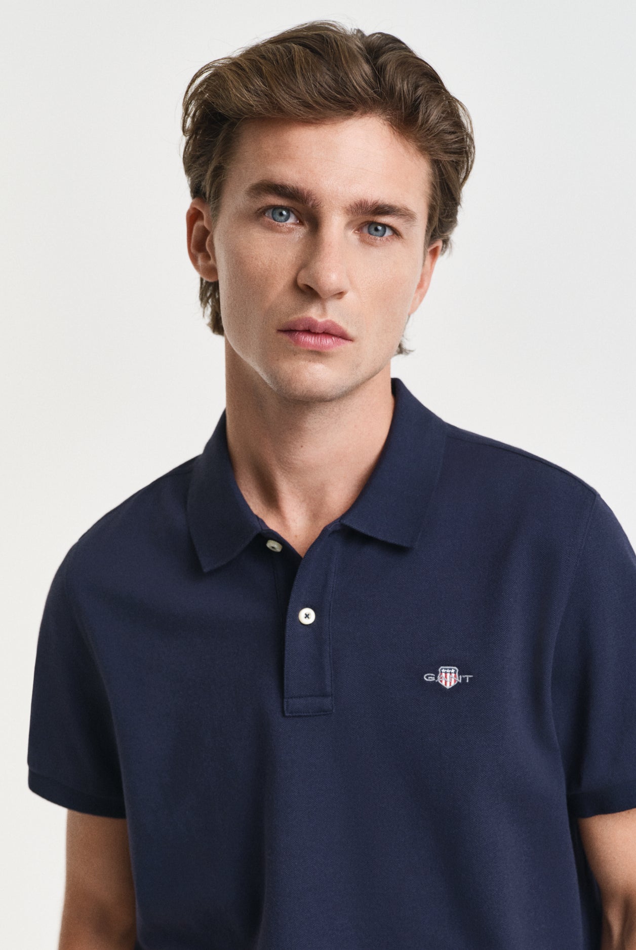 GANT Regular Fit Shield Short Sleeve Pique Polo #Colour_Evening Blue