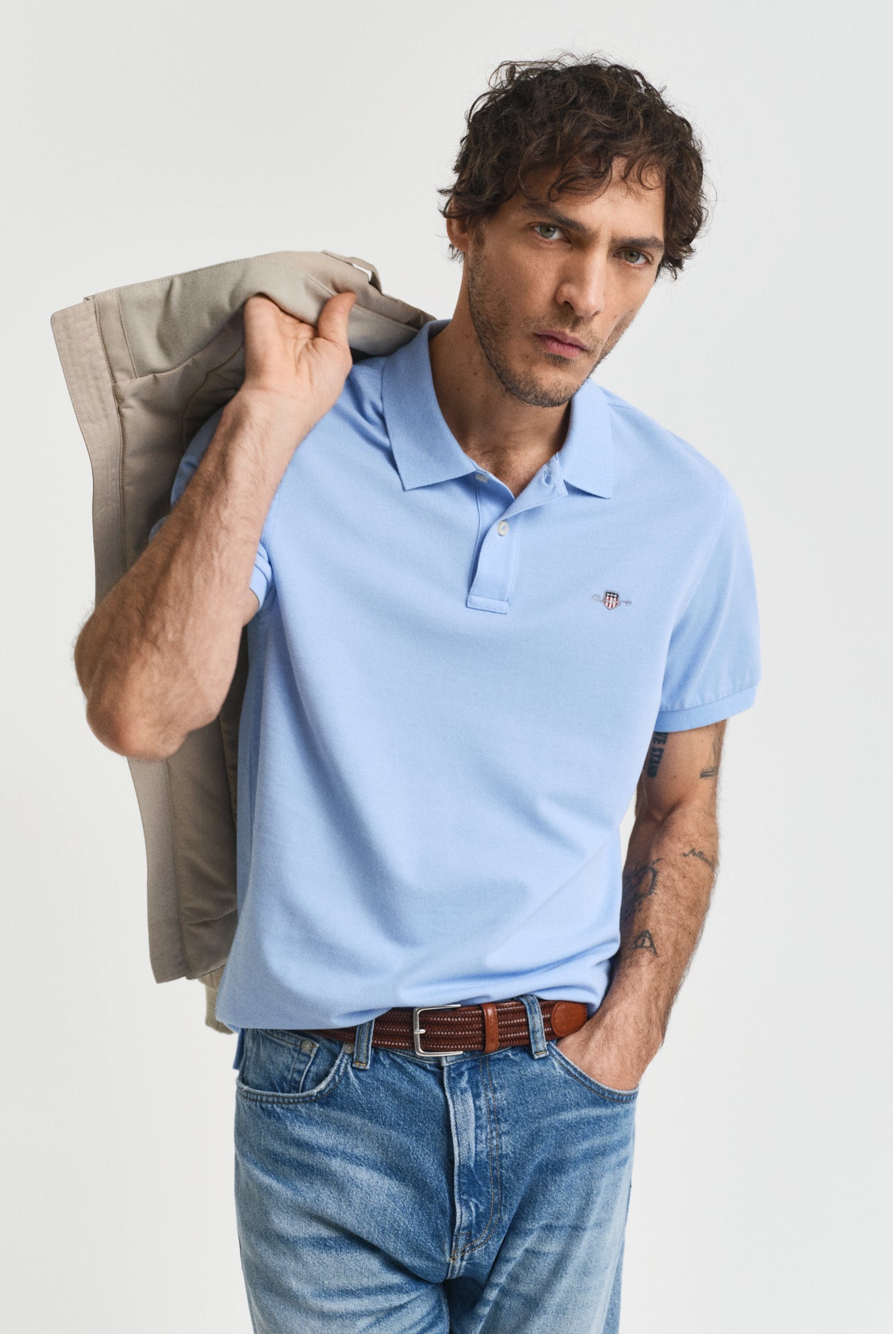 GANT Regular Fit Shield Short Sleeve Pique Polo #Colour_Capri Blue