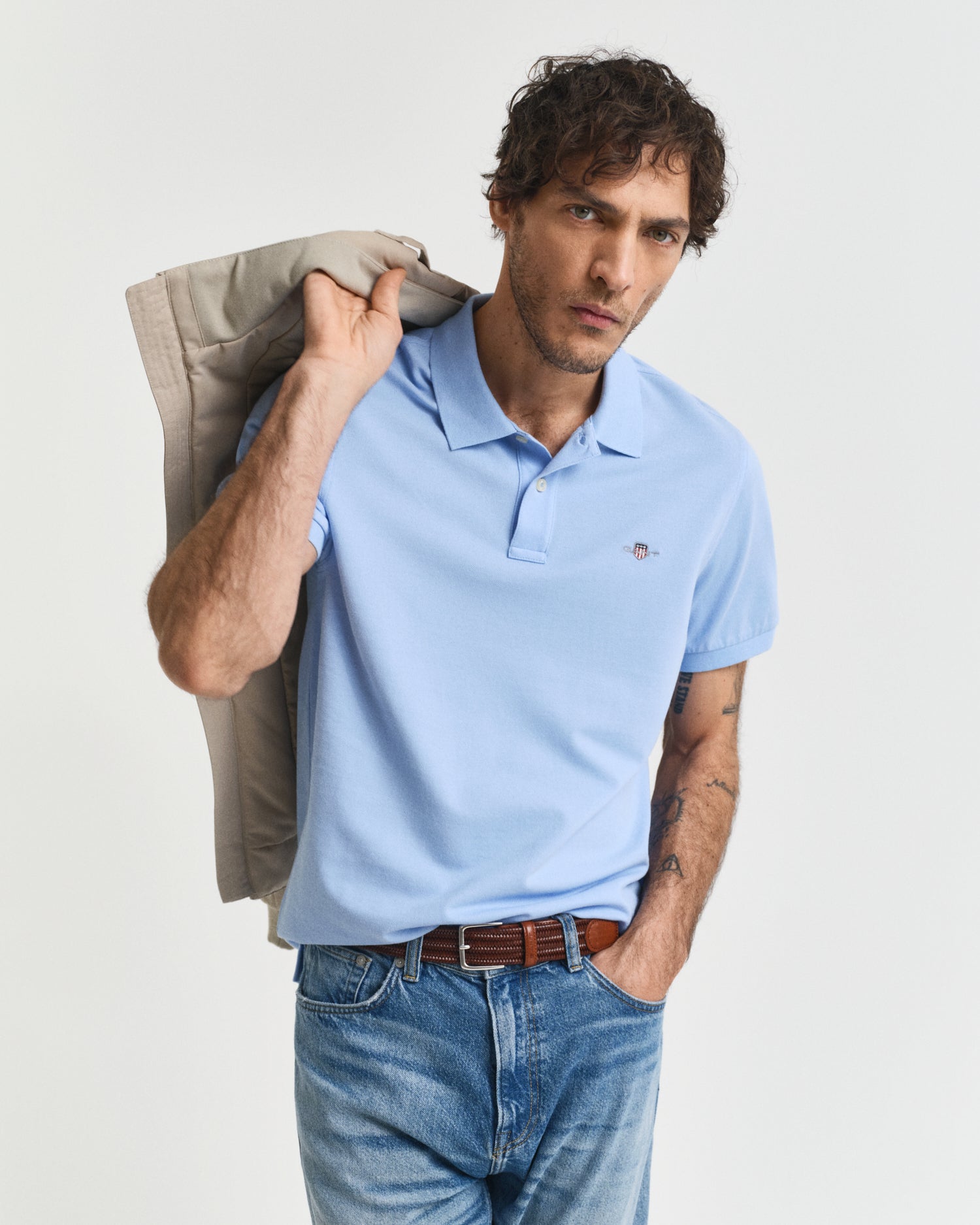 GANT Regular Fit Shield Short Sleeve Pique Polo #Colour_Capri Blue
