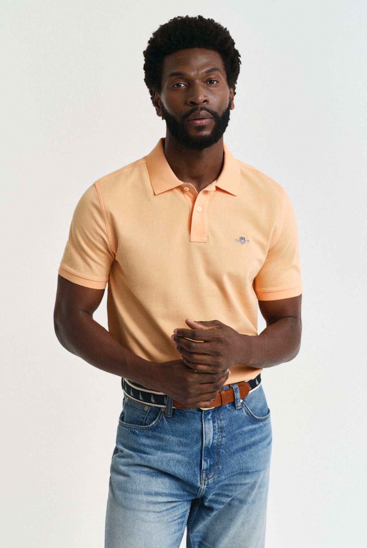 GANT Regular Fit Shield Short Sleeve Pique Polo #Colour_Peachy Orange