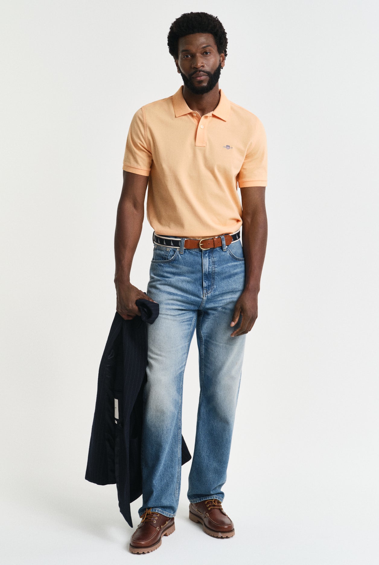 GANT Regular Fit Shield Short Sleeve Pique Polo #Colour_Peachy Orange