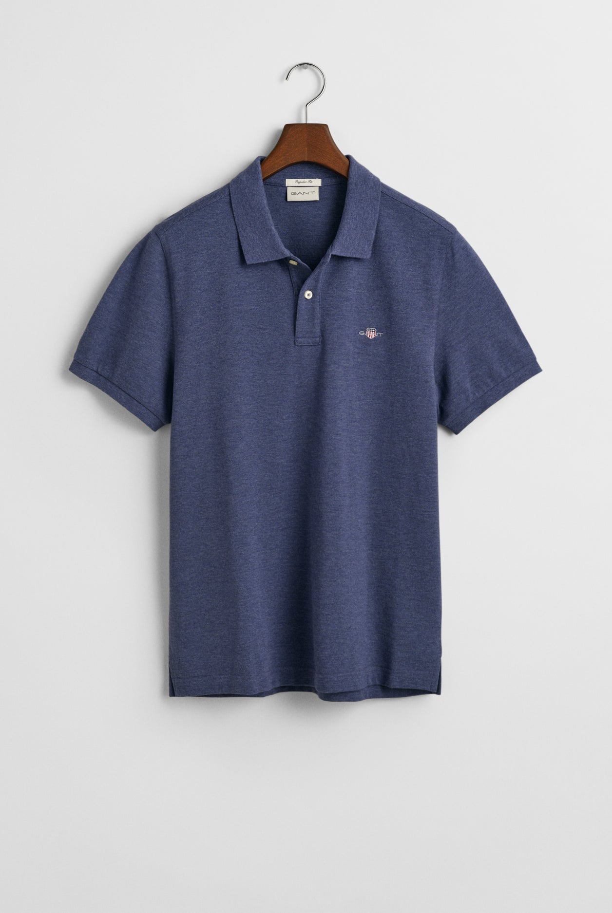 GANT Regular Fit Shield Short Sleeve Pique Polo #Colour_Dark Jeans Blue Melange