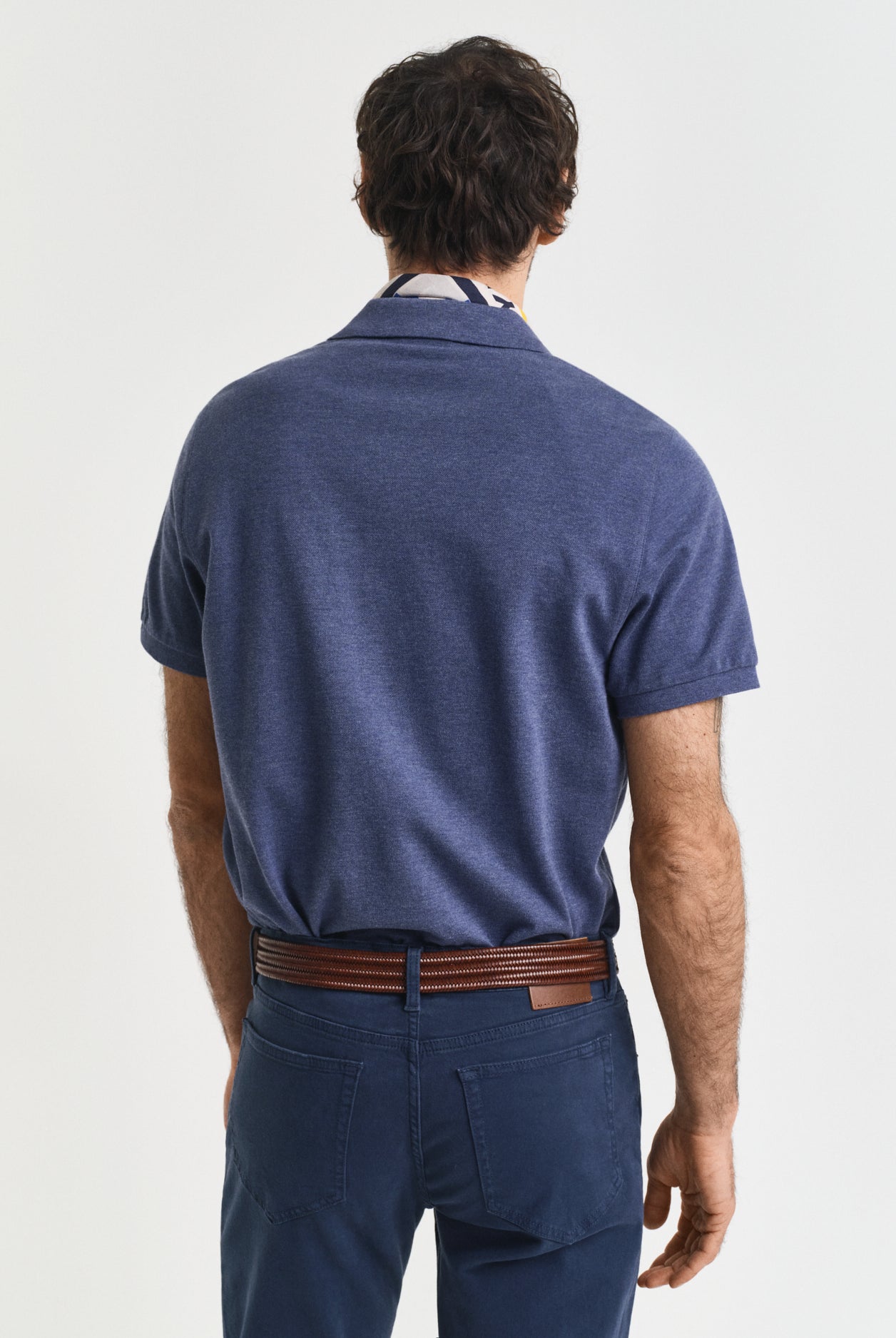 GANT Regular Fit Shield Short Sleeve Pique Polo #Colour_Dark Jeans Blue Melange